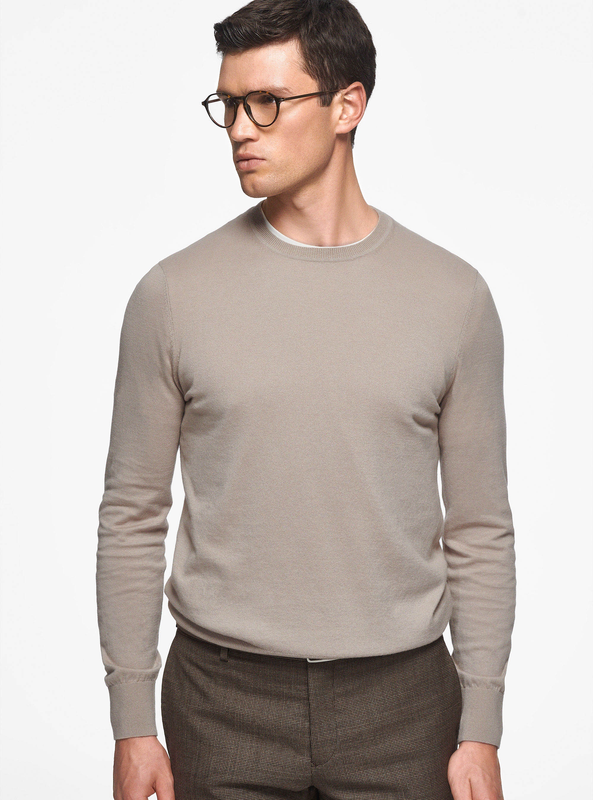 Pullover mit Rundhalsausschnitt aus Baumwolle, Seide und Kaschmir, SABBIA 0561C