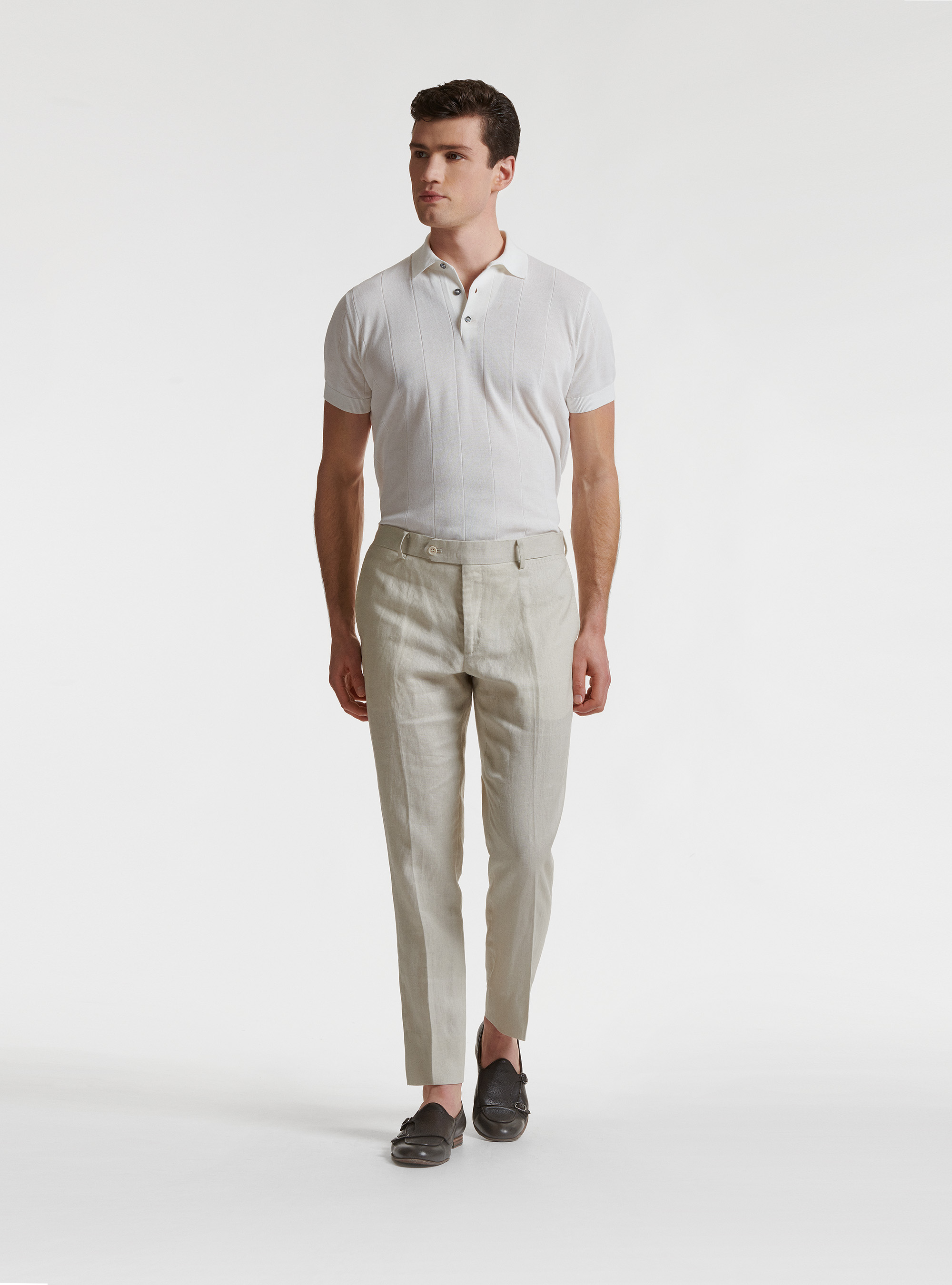 Pantaloni per abito in puro lino, ECRU