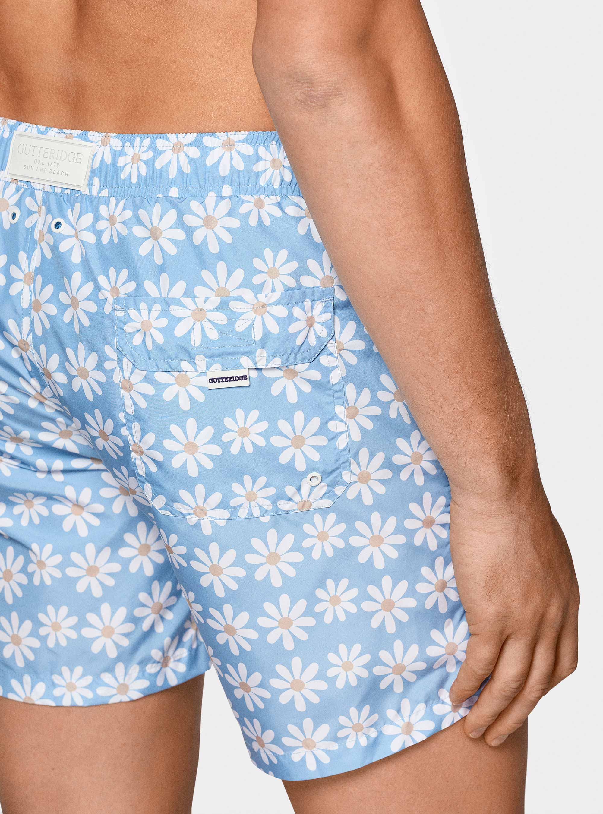 Costume da bagno stampa margherite, AZZURRO