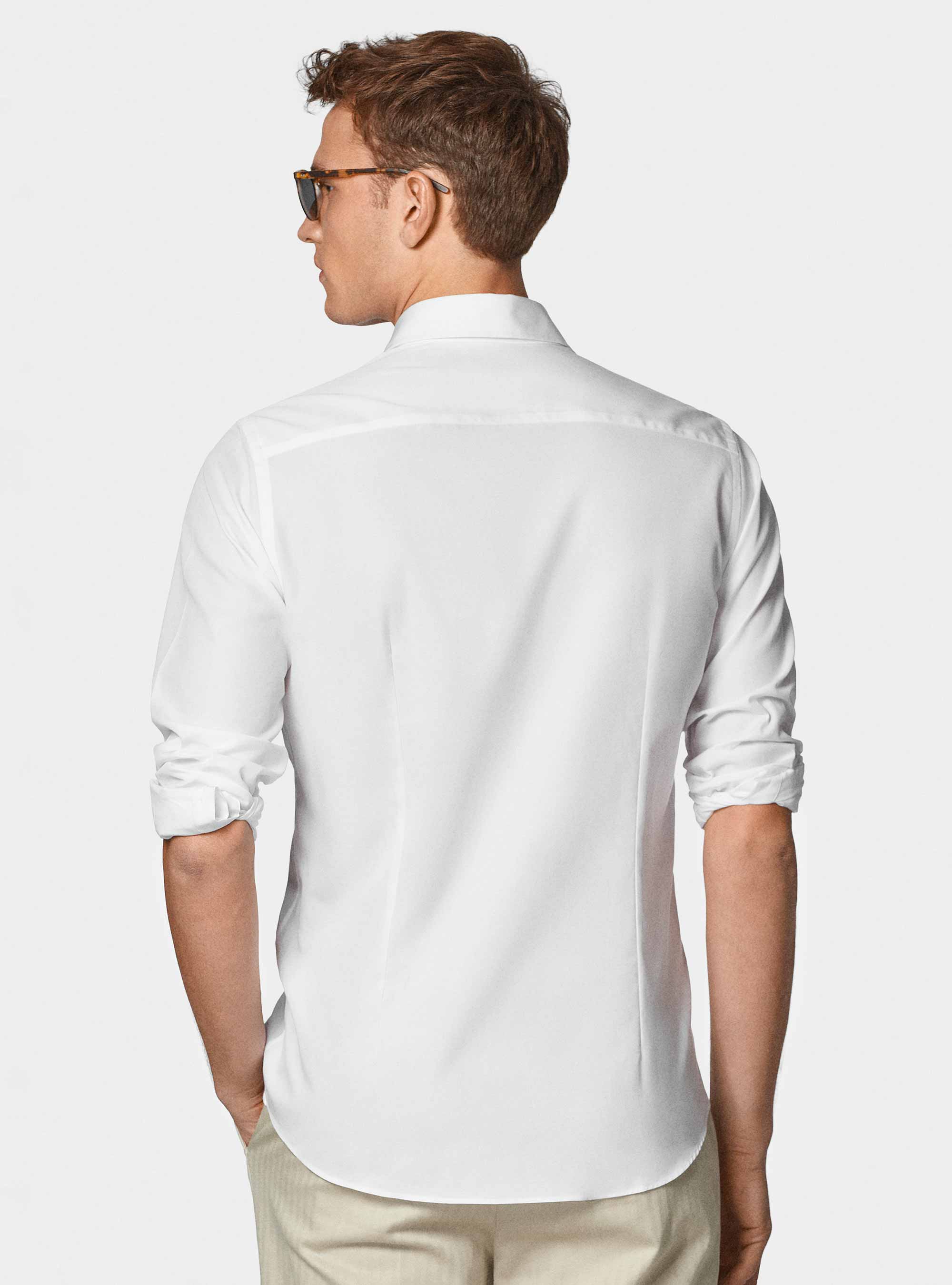 Camicia in fil a fil di cotone, BIANCO