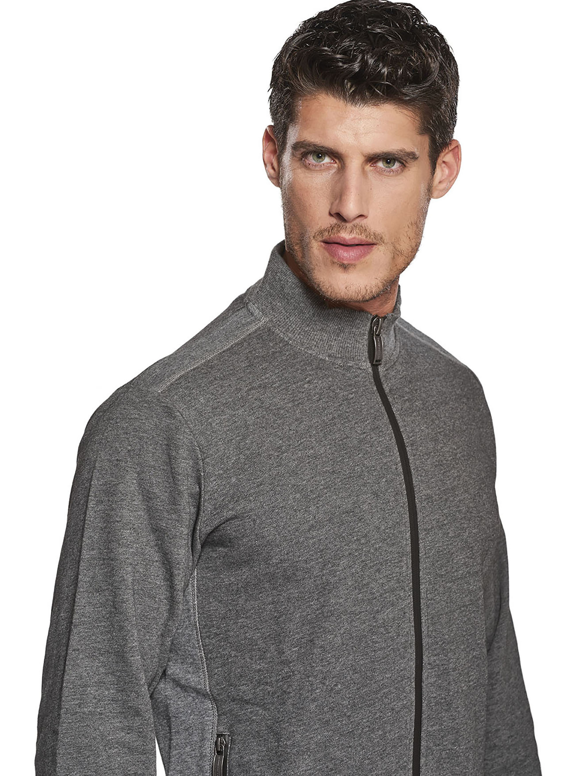 Sudadera de algod&oacute;n 100% con cremalleras selladas al calor, GRIS MARENGO