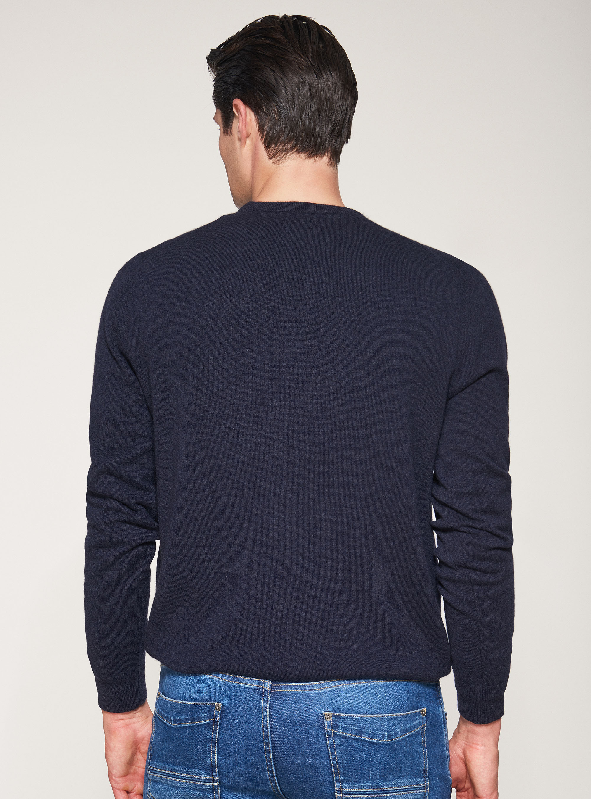 Cashmere crew-neck sweater, NAVY BLUE