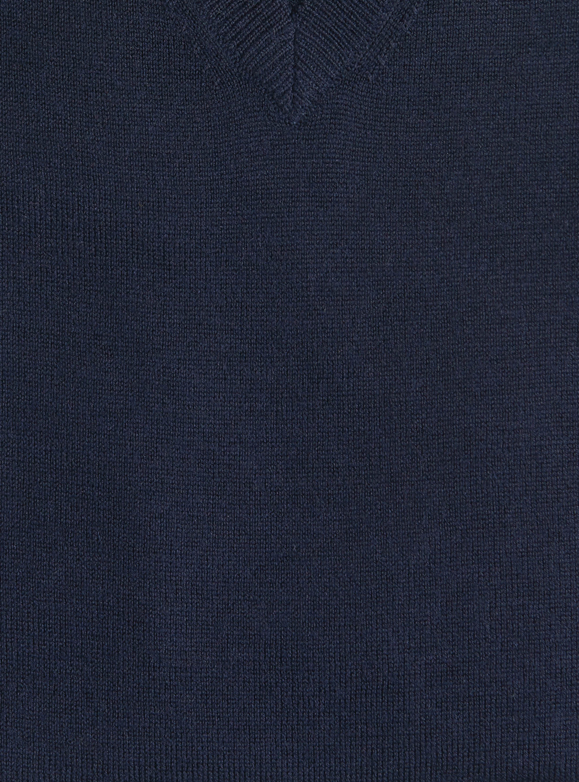 Merino wool V-neck sweater, NAVY BLUE