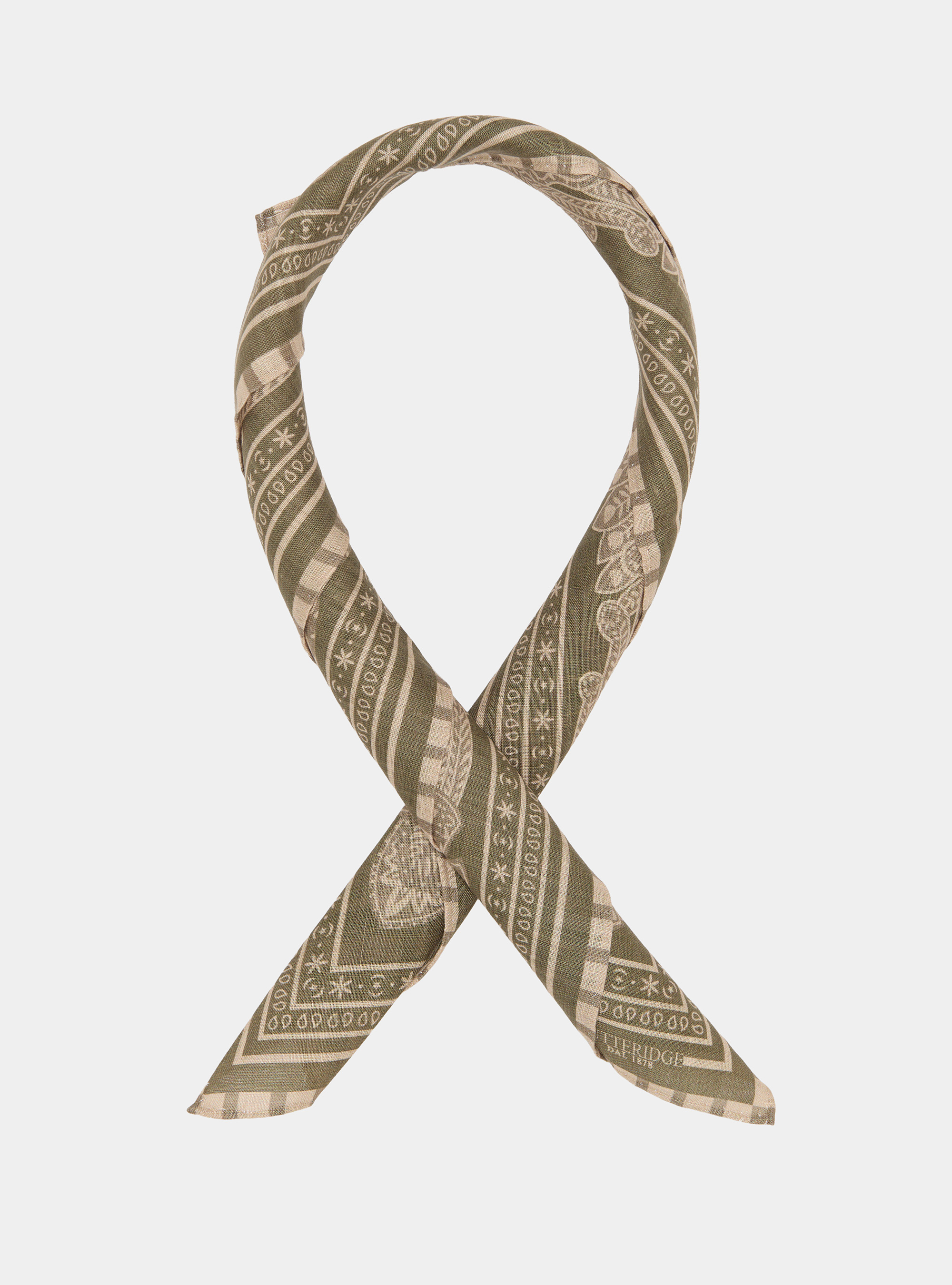 Foulard stampato fantasia bandana in lino, SALVIA 0602C