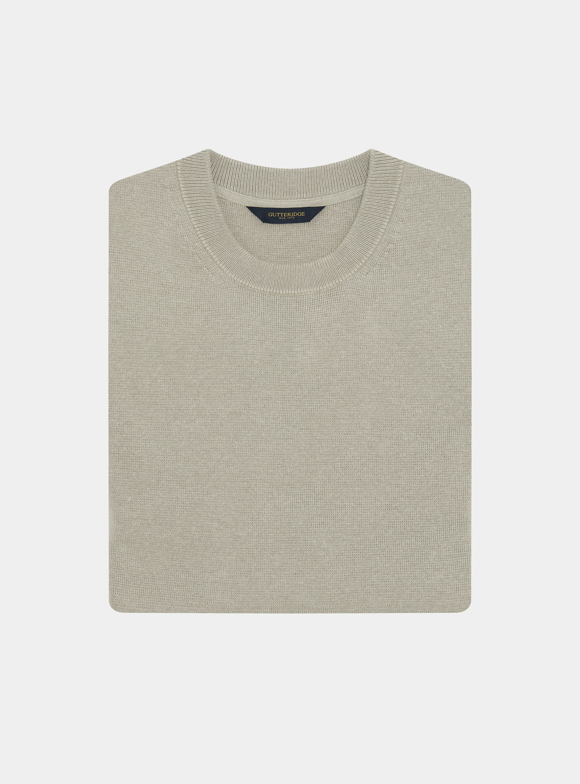 Cotton blend crew neck sweater, SAND
