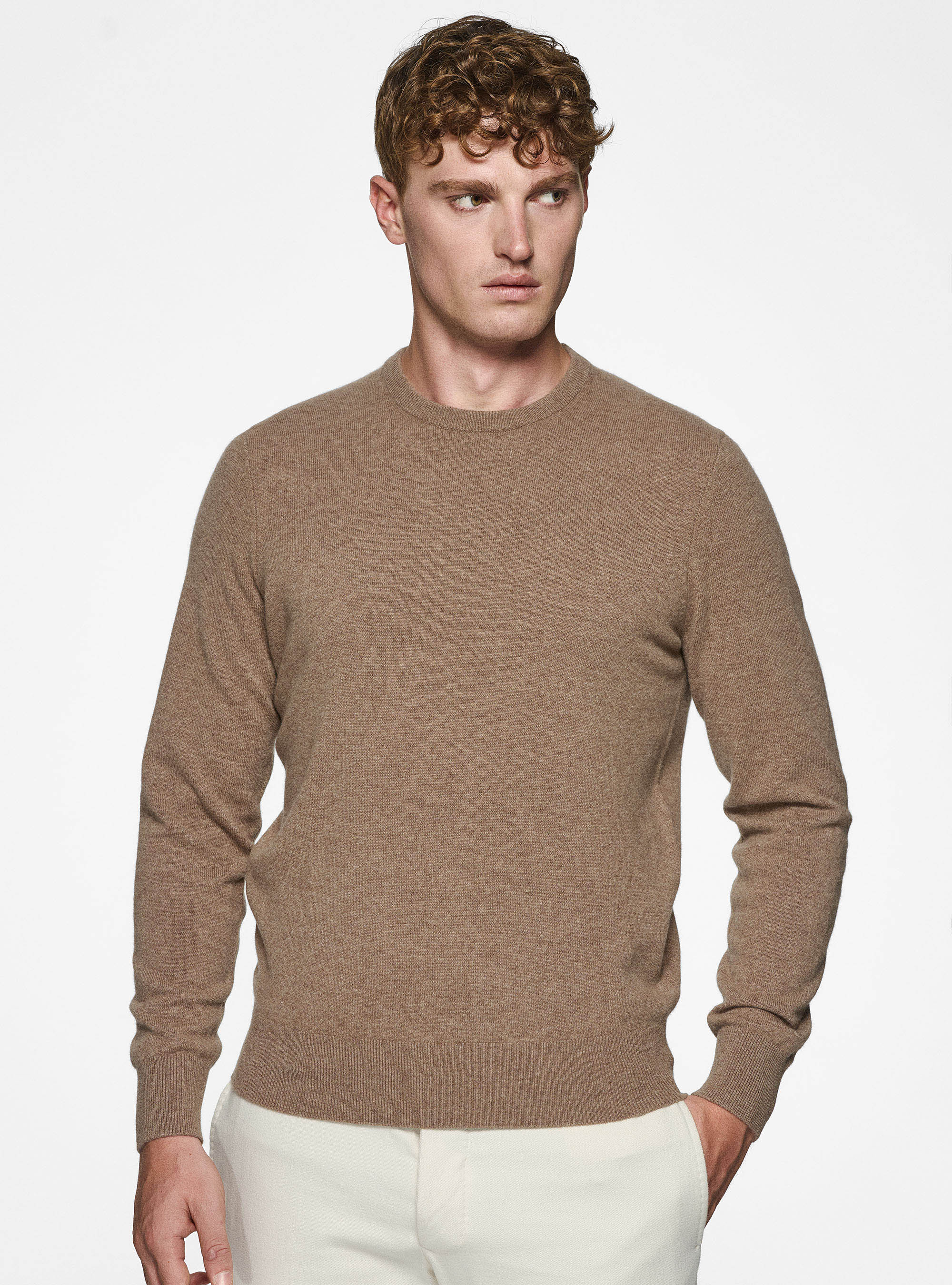 Maglia girocollo in lambswool e cashmere, FANGO