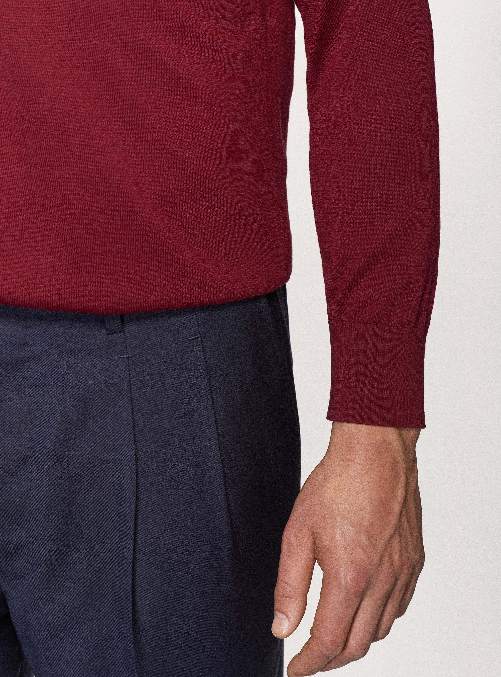 Maglia girocollo in seta cotone, BORDEAUX