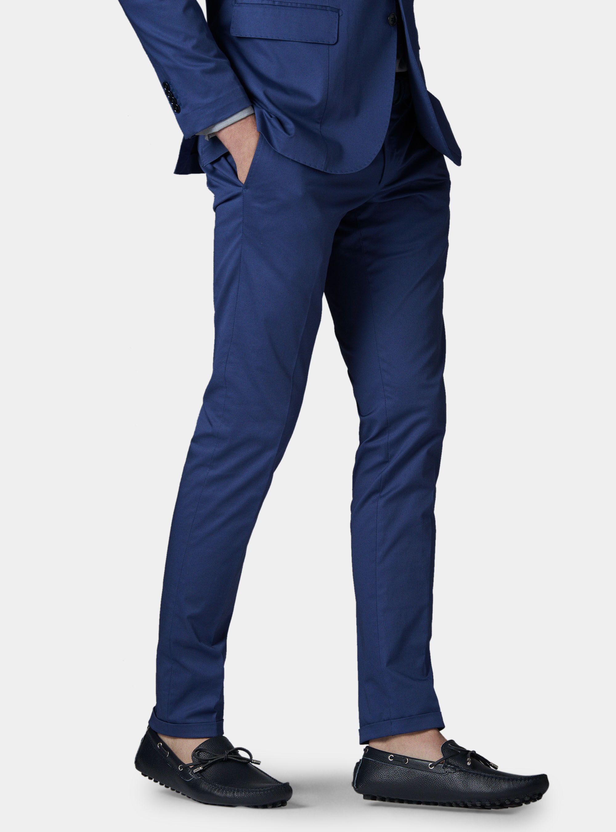 Pantalone per abito in cotone superior, AZZURRO