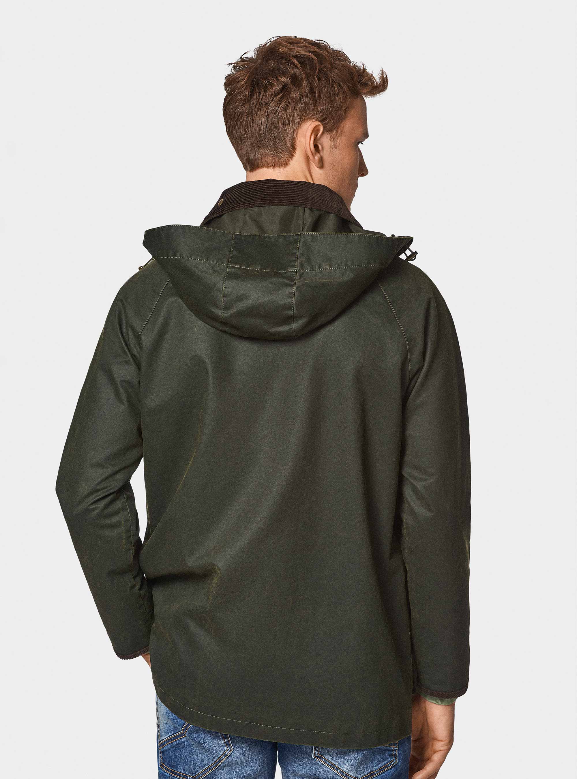 Chaqueta encerada en mezcla de algodón, VERDE