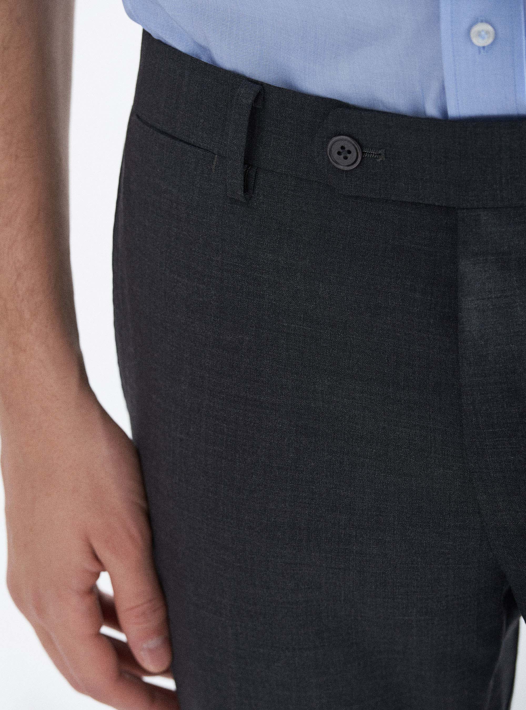 Pantaloni per abito in fresco lana, ASFALTO 0112C