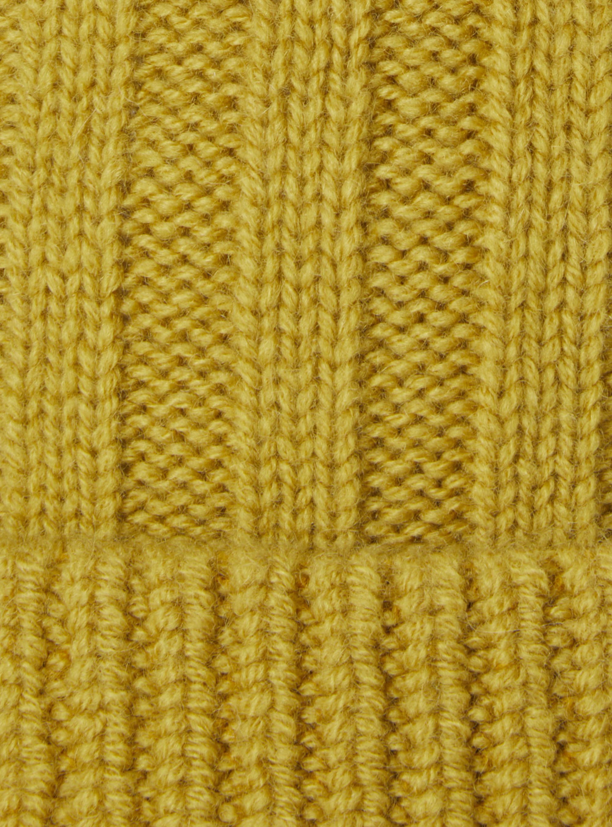 Berretto in lana lambswool e cashmere a costa inglese, SENAPE 0715C