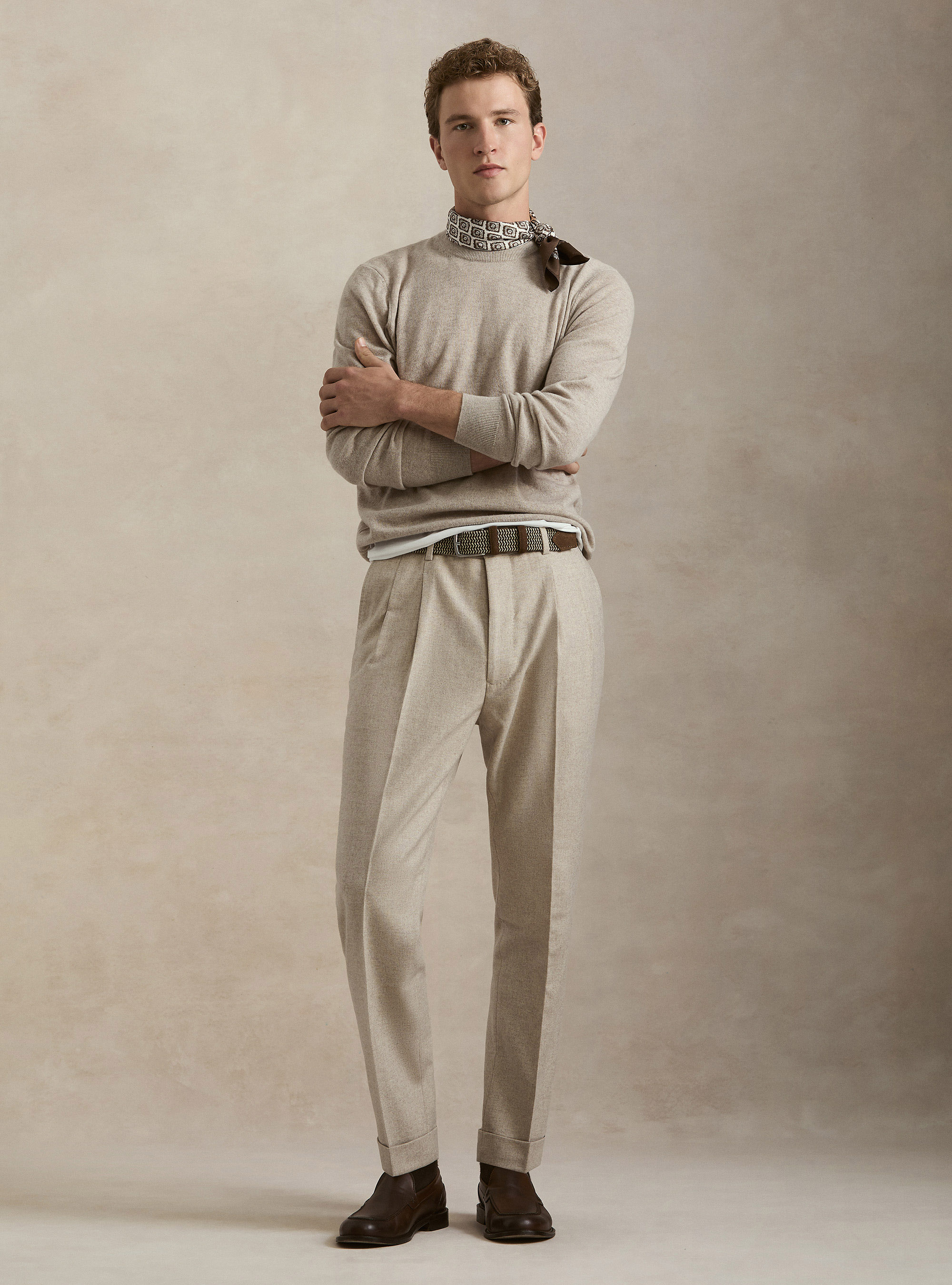 Maglia girocollo in 100% cashmere, ECRU