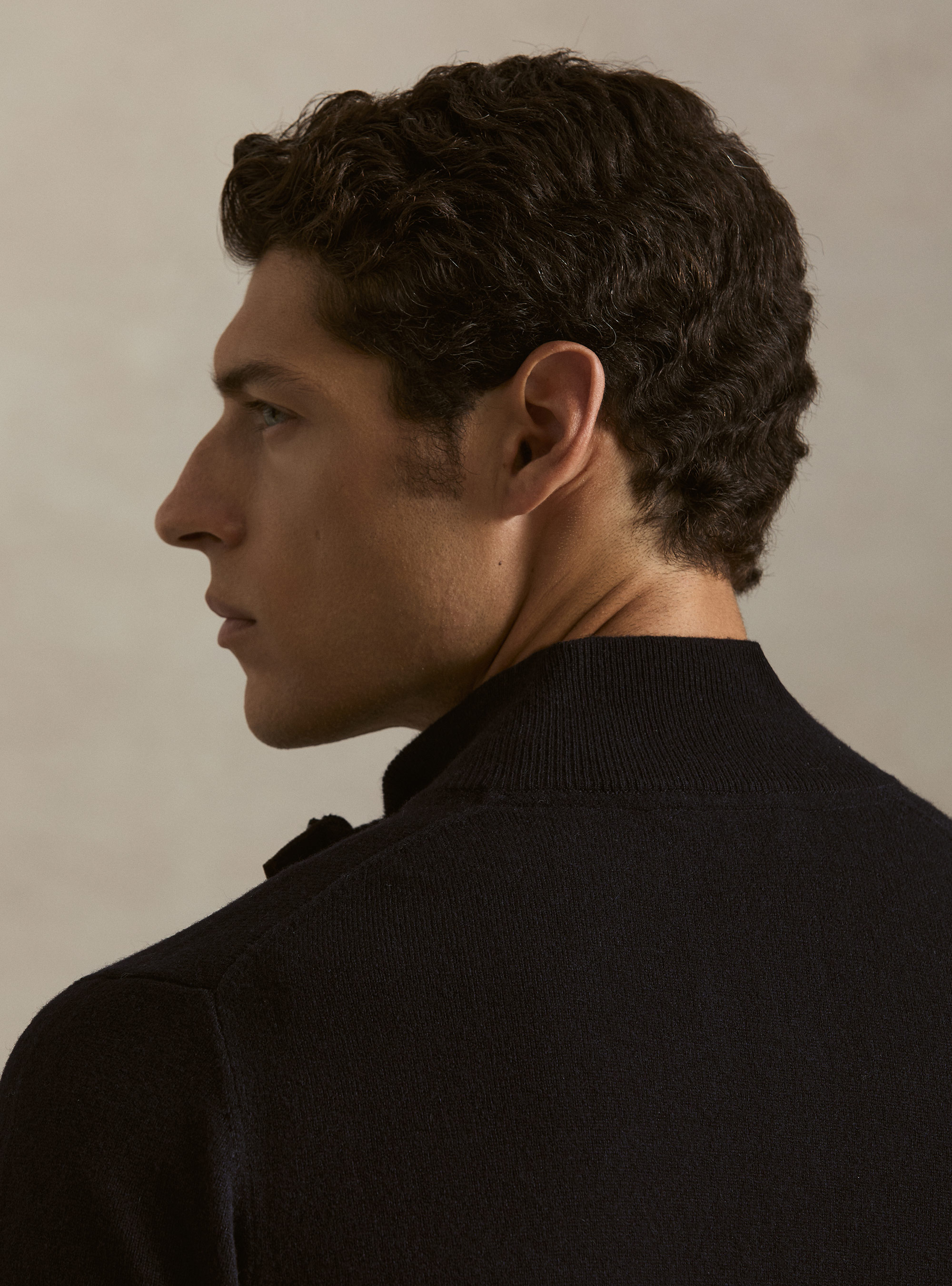 Zip-up cardigan in lambswool and cashmere blend, NAVY BLUE