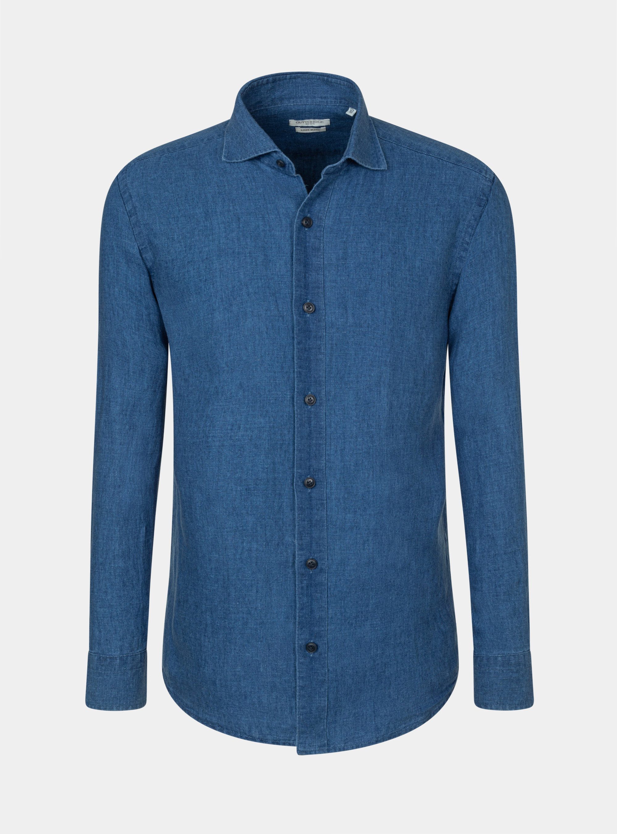 Hemd mit halb-franz&ouml;sischem Kragen aus Leinen-Baumwolle, BLUE 0241C