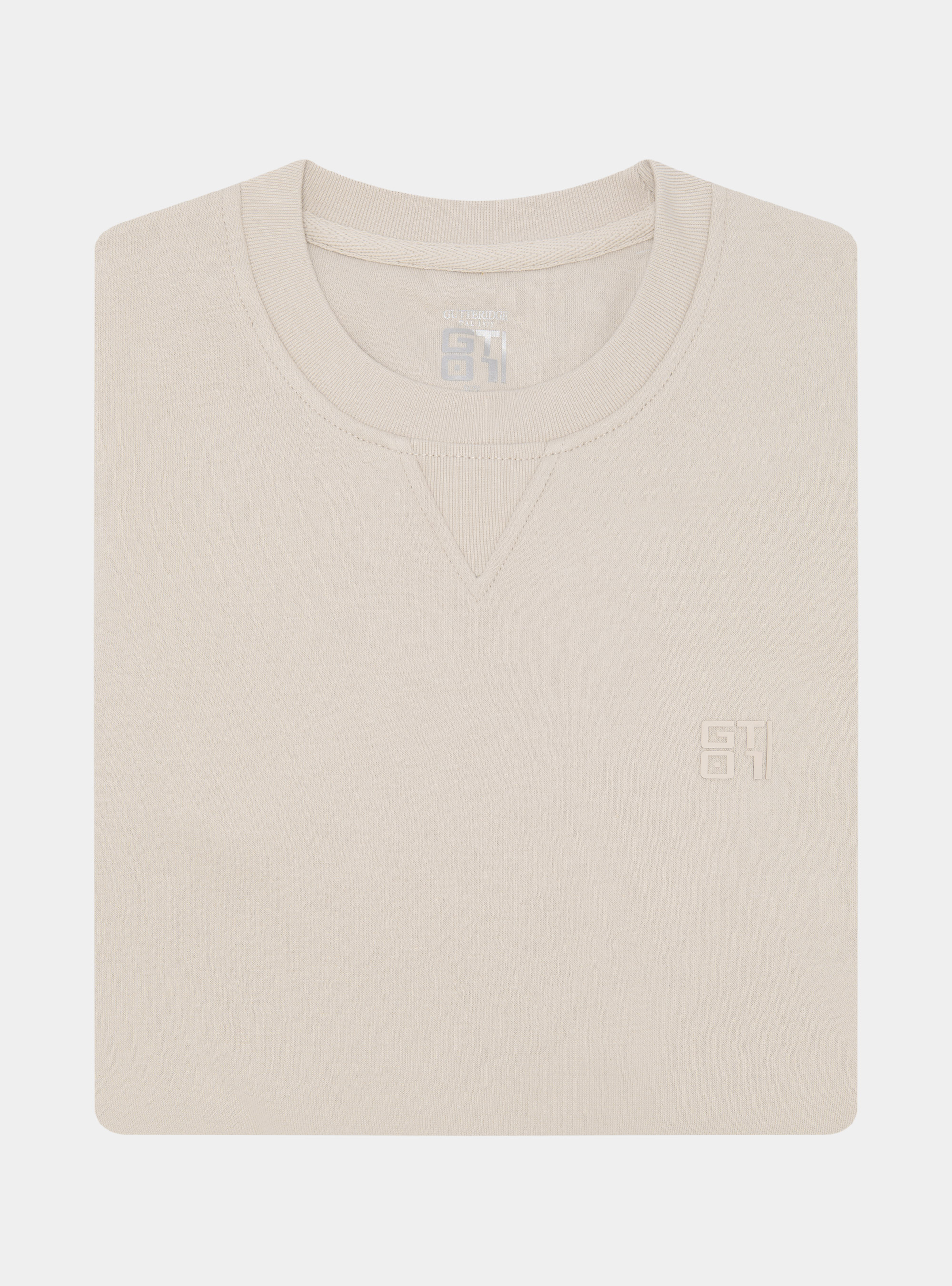 Sudadera con cuello redondo y logotipo de goma GT01, CRUDO