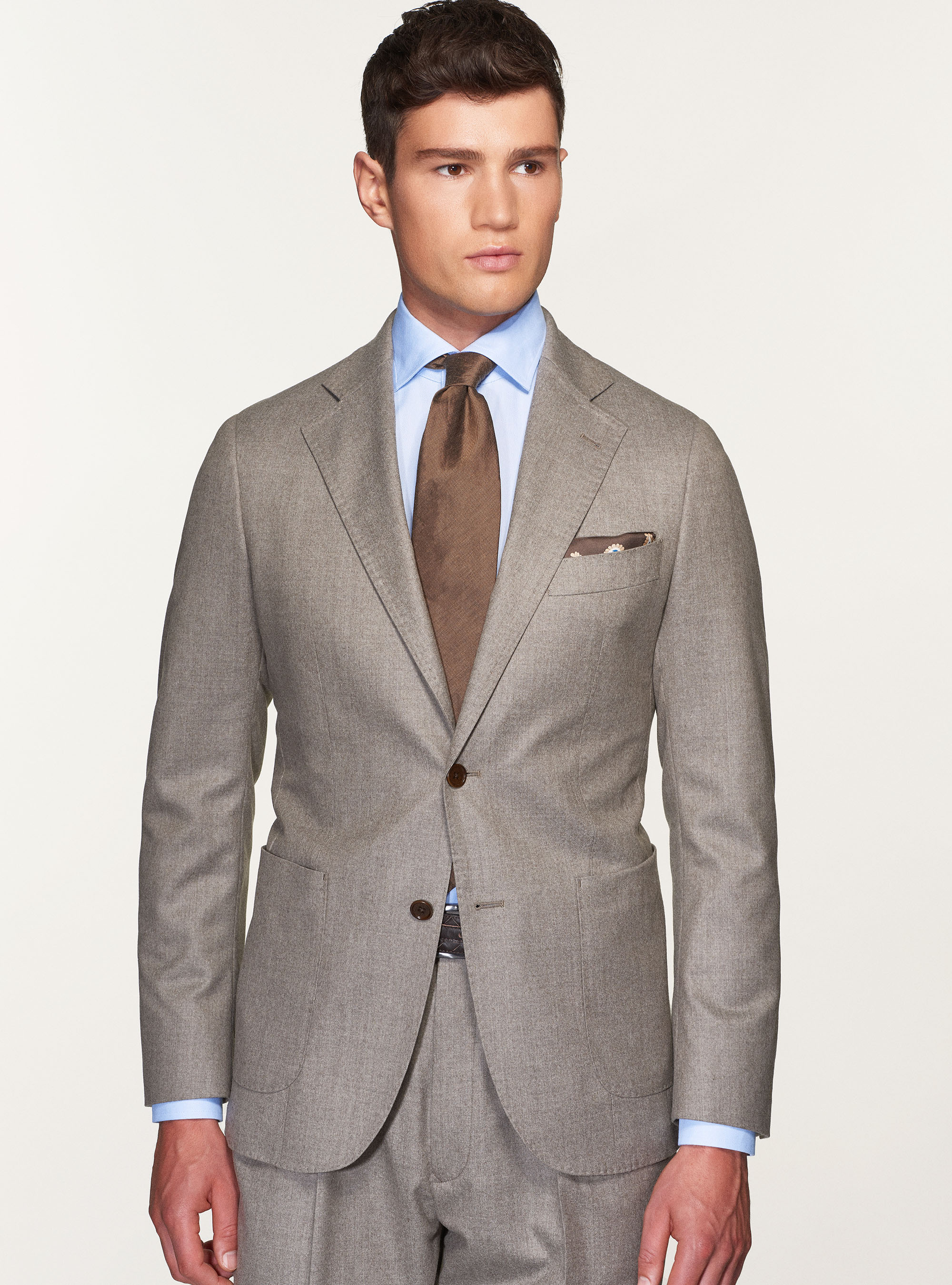 Giacca per abito in flanella di lana superfine 120's Vitale Barberis Canonico, SABBIA