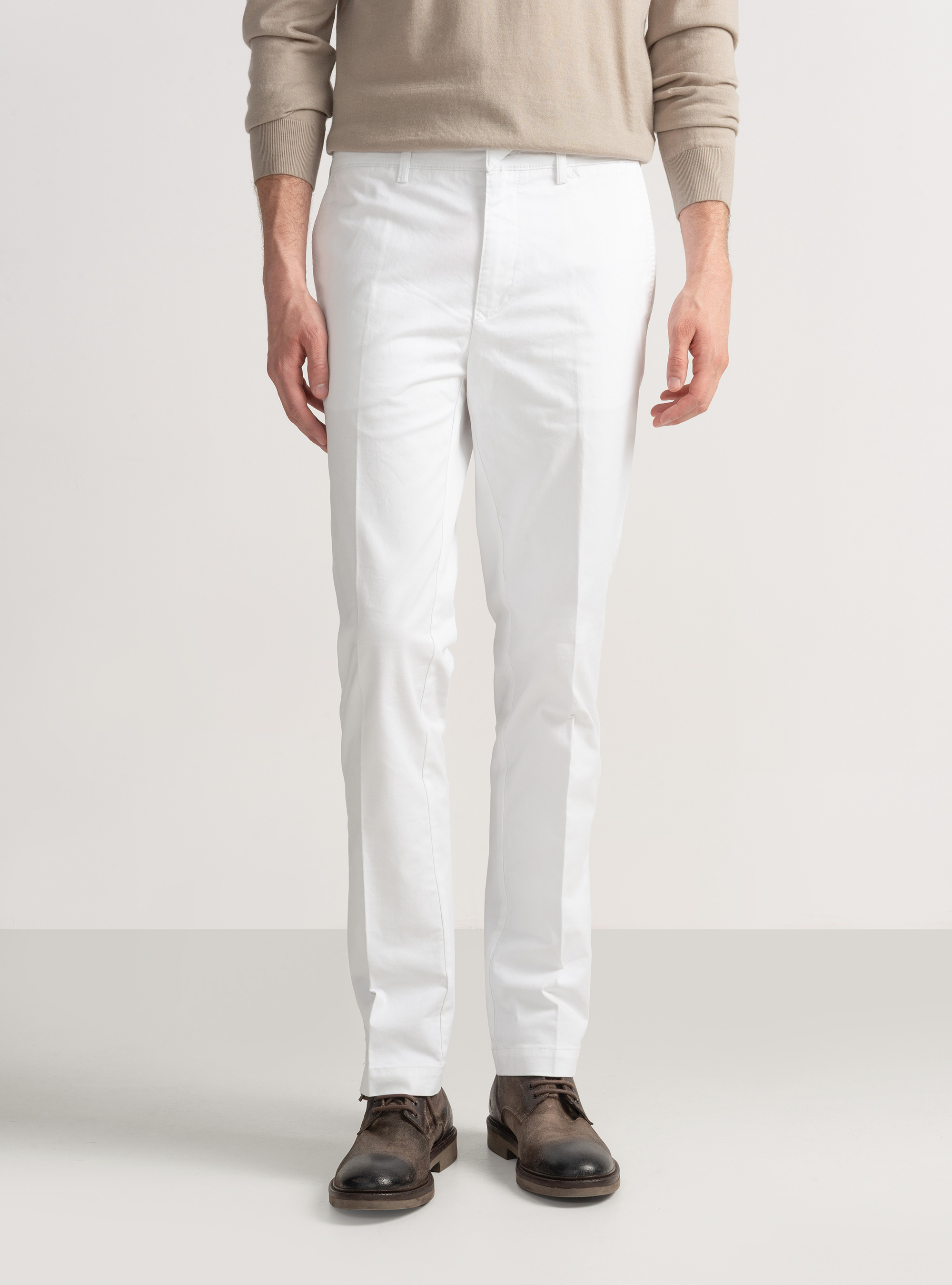 Stretch twill slim fit chino trousers, WHITE