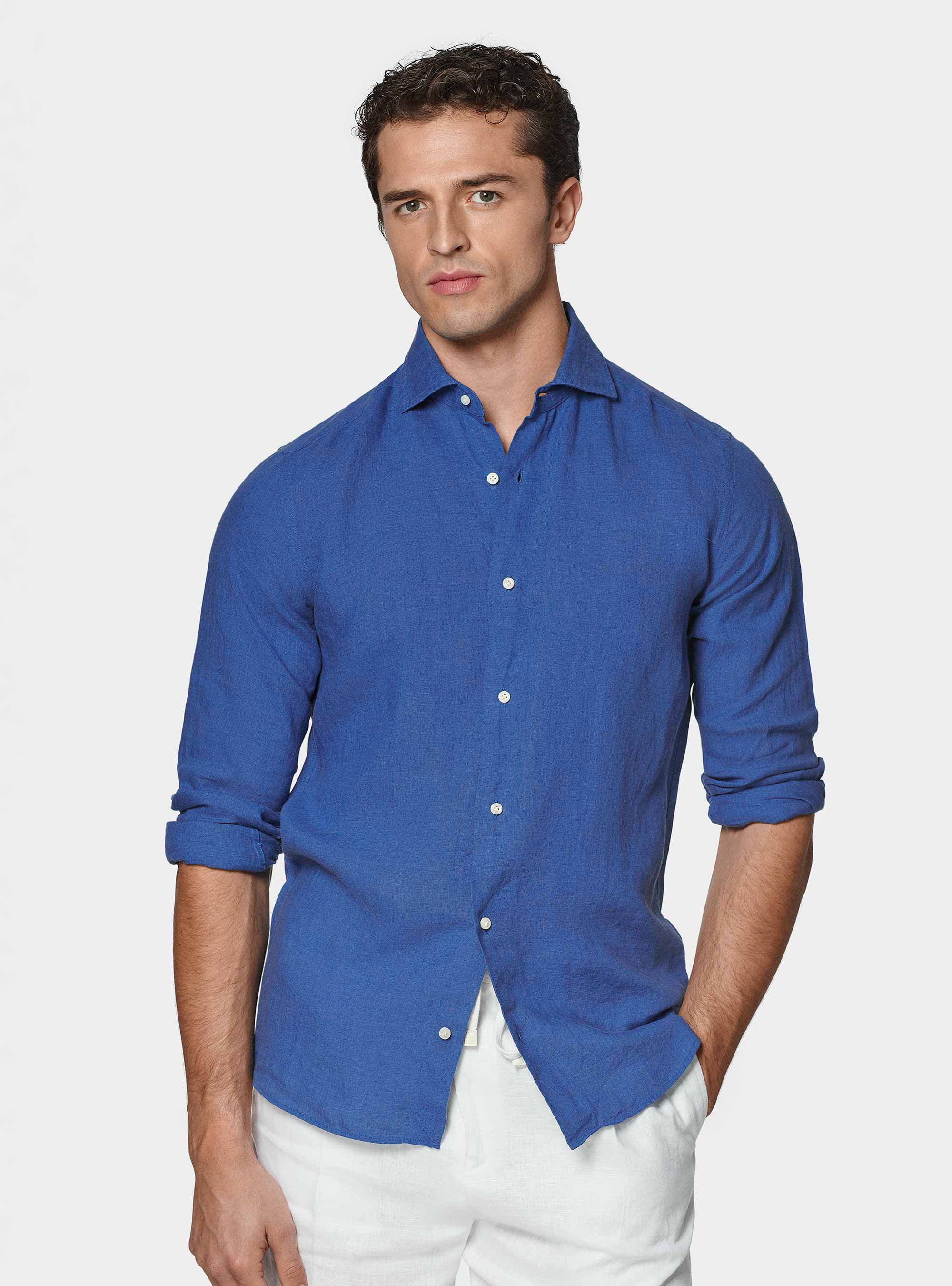 Pure linen shirt, BLUE