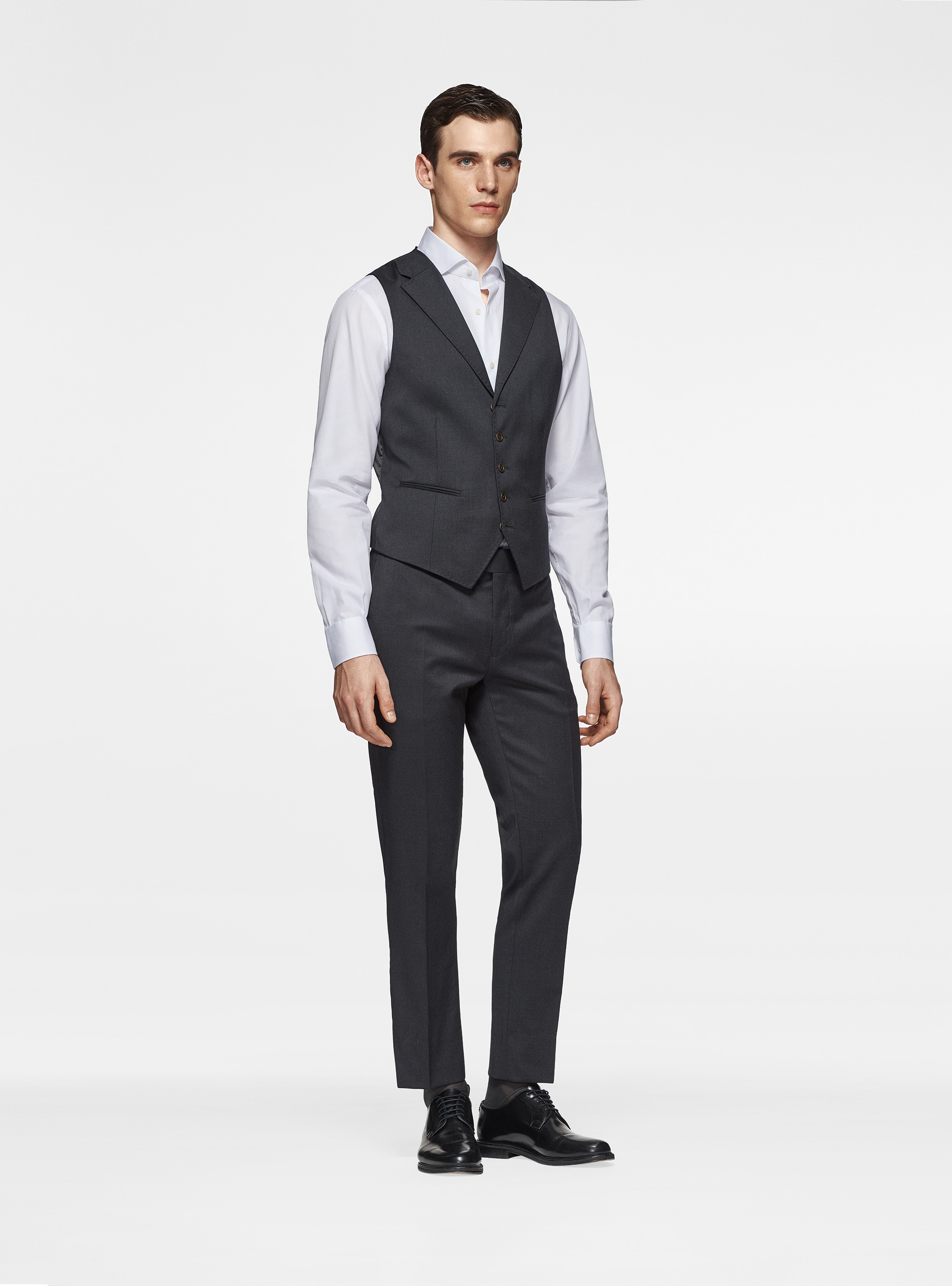 Chaleco de lana superfina 110's Reda, GRIS MARENGO