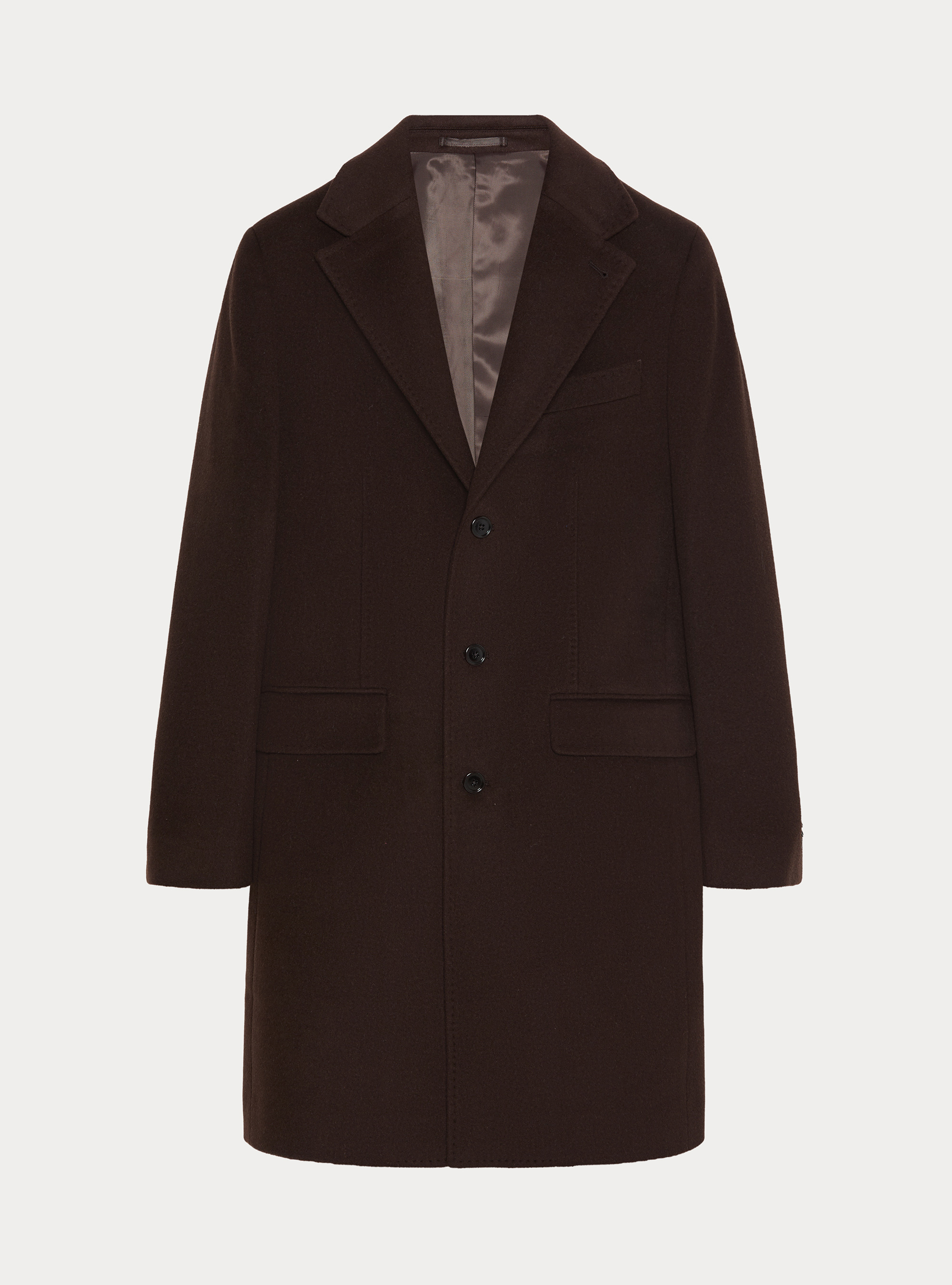 Single-breasted wool and cashmere coat, BROWN