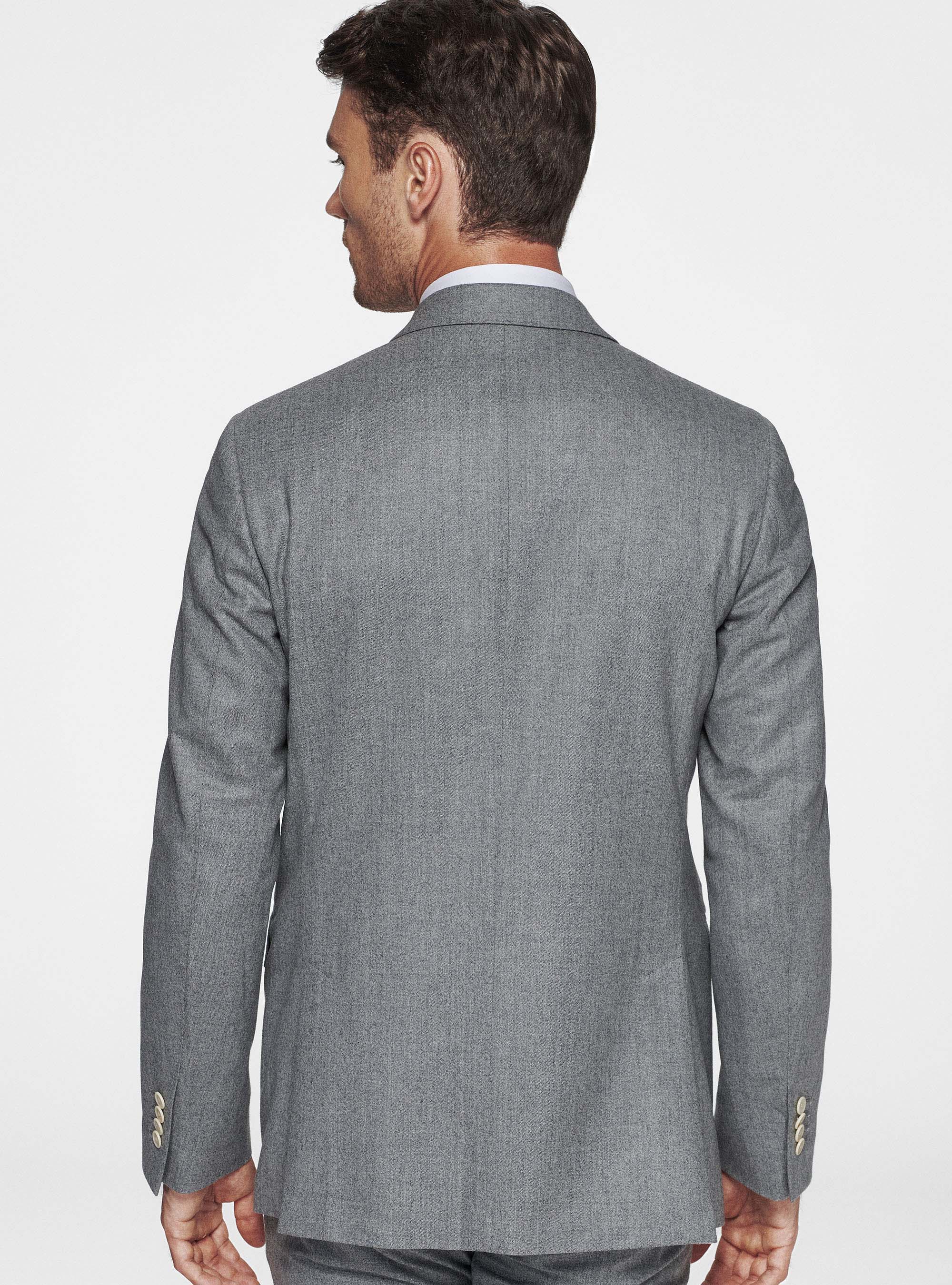 Flannel lance-breasted blazer, LIGHT GREY MELANGE