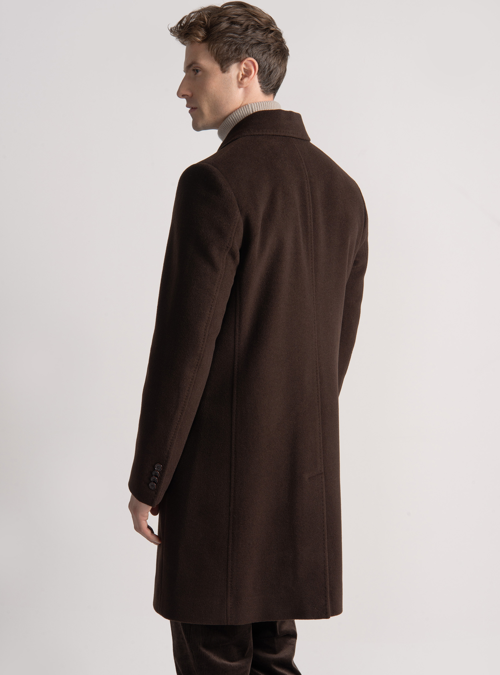 Abrigo de lana y cachemira, MARRON