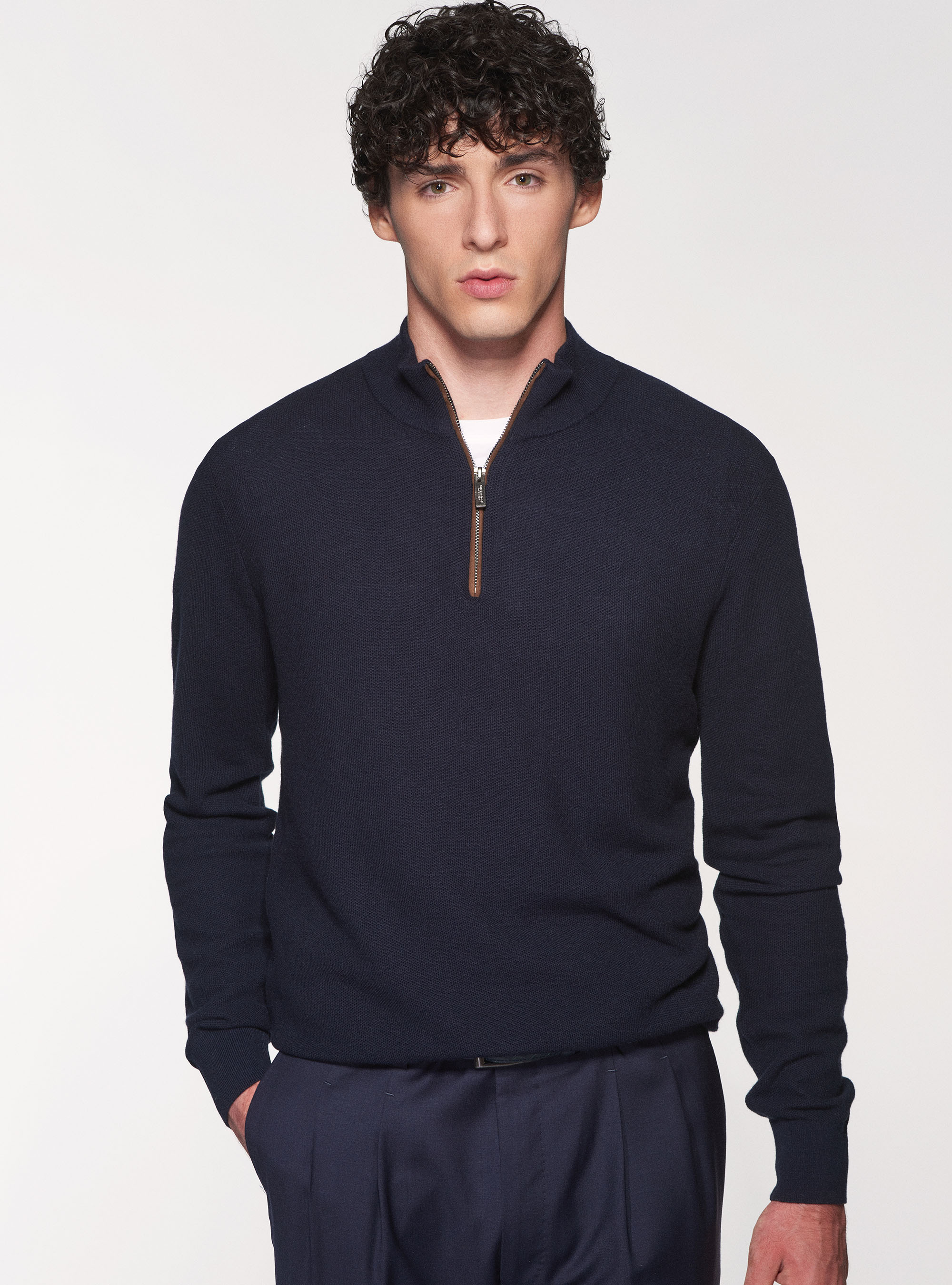 half zip cotton & cashmere pullover