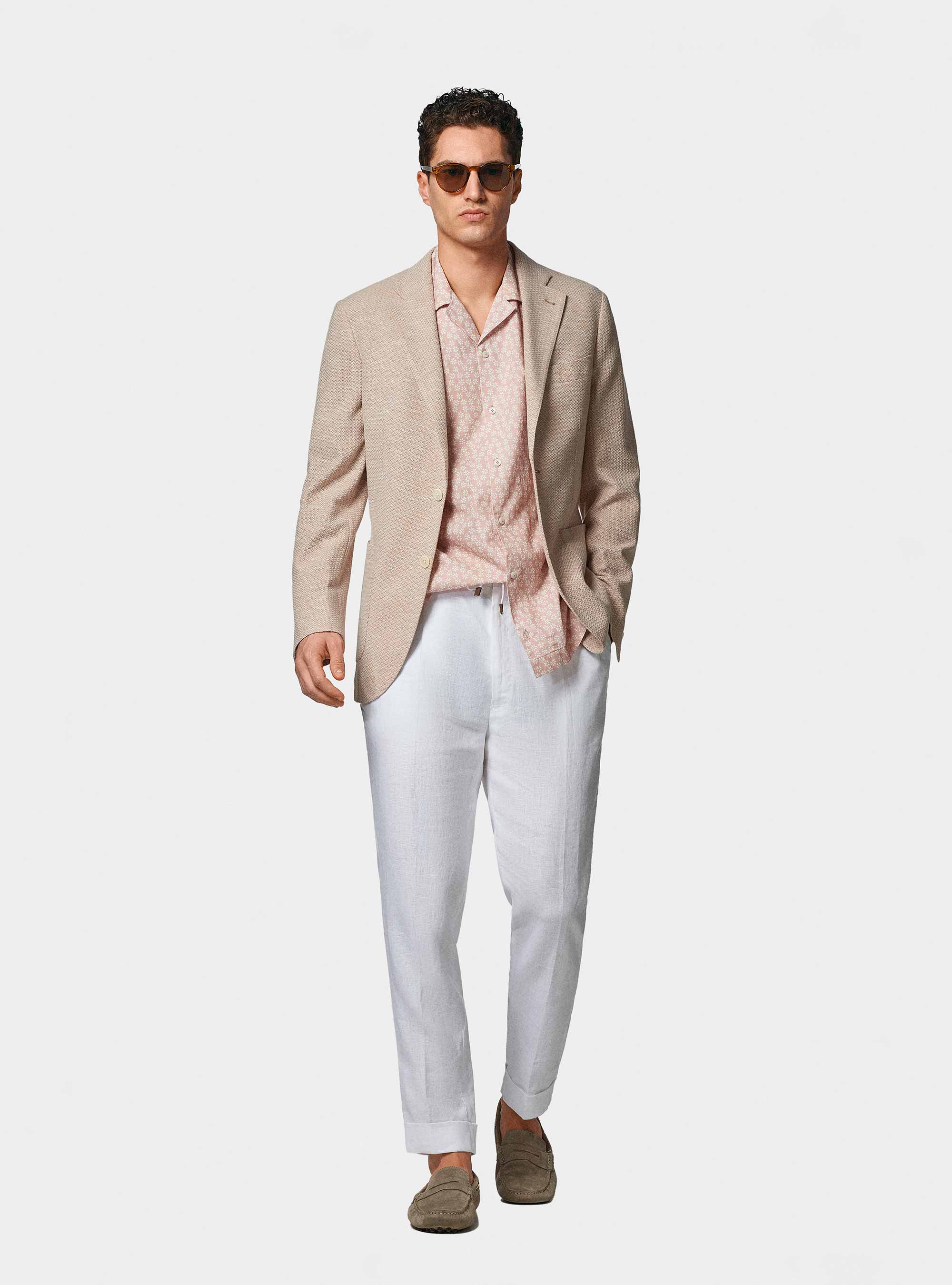 Americana de punto de algodón y lino, PESCA 0461C