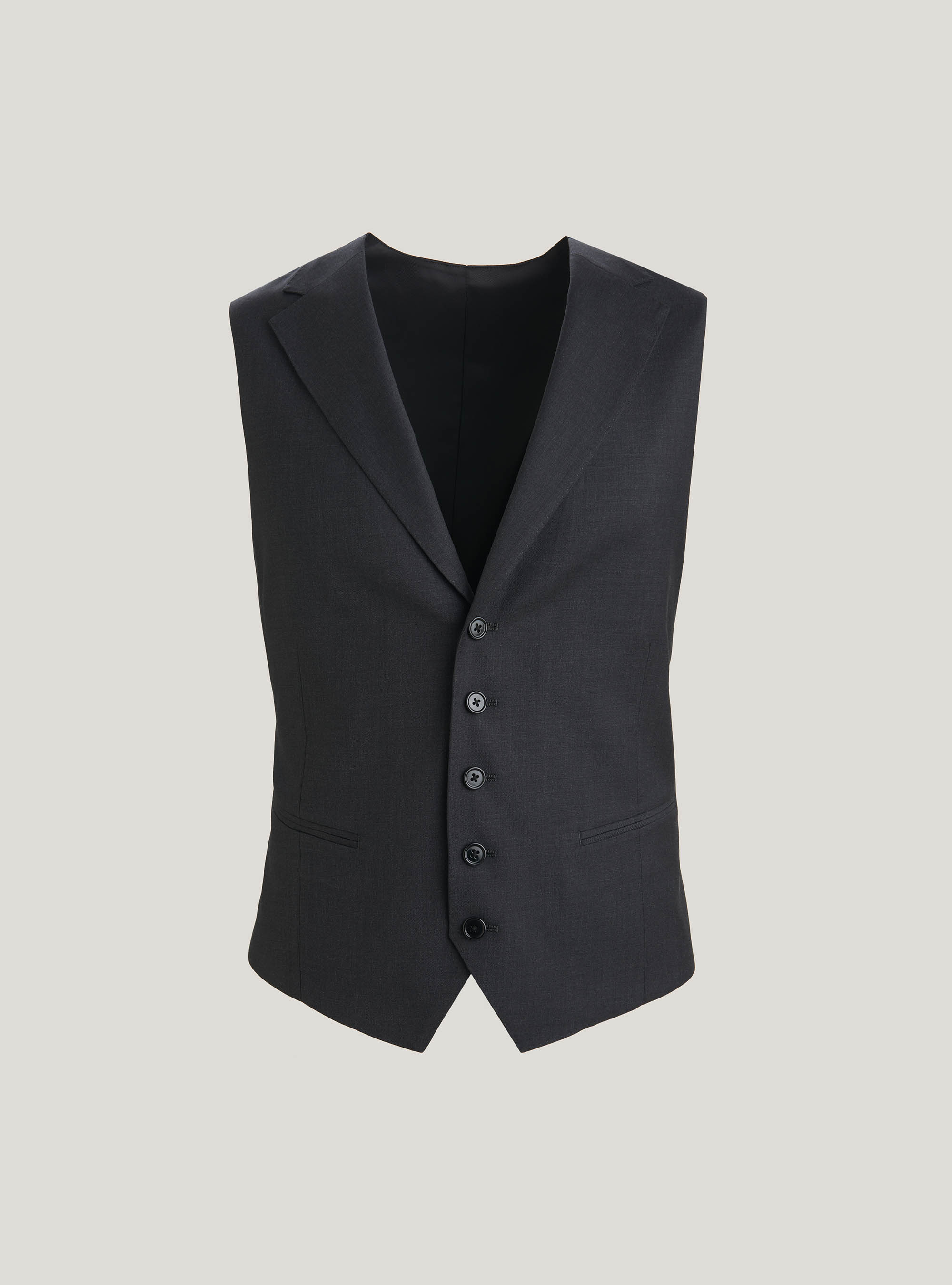 Super 120's wool waistcoat, ASPHALT GREY
