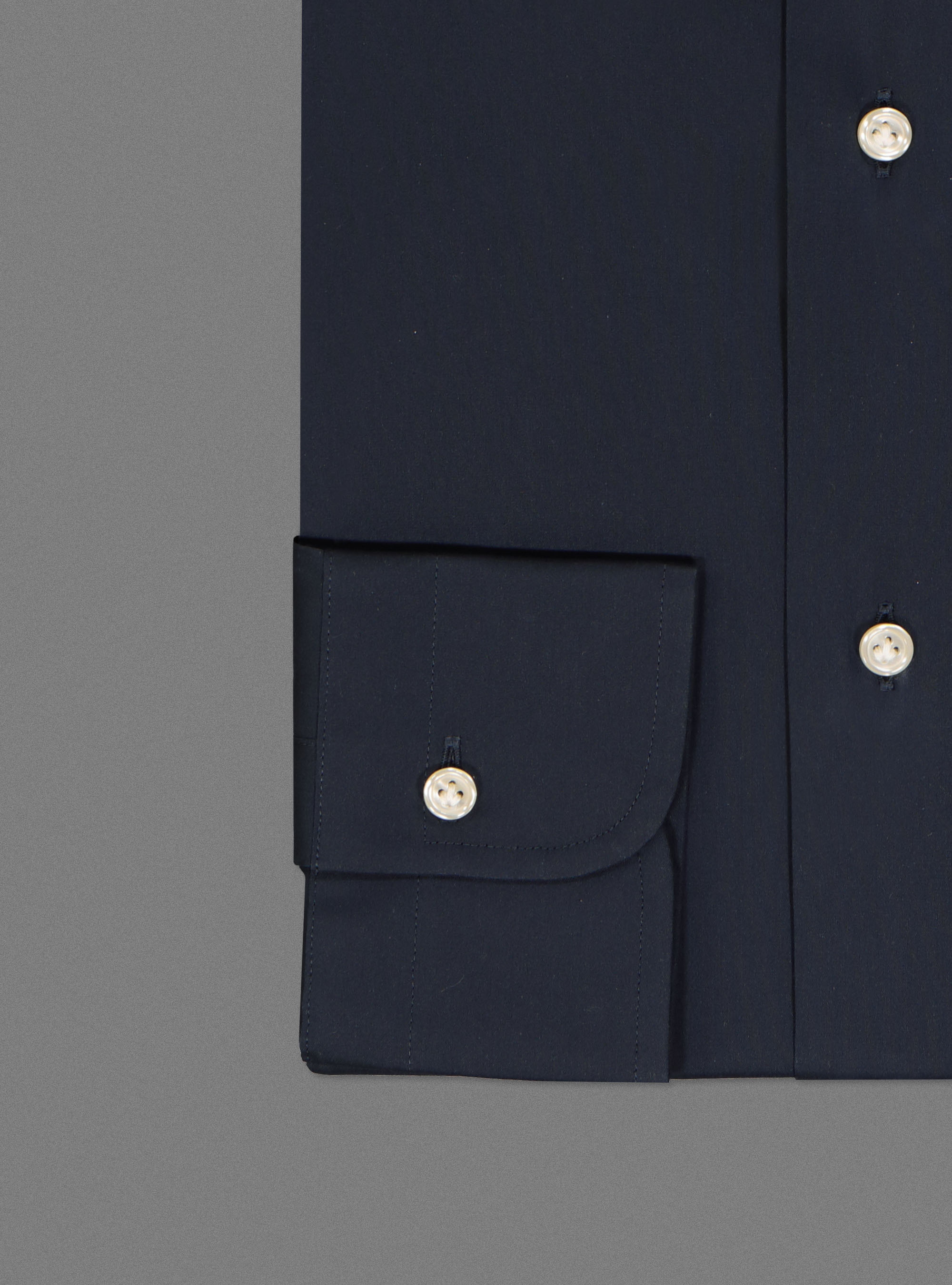 Camicia collo semiaperto in popeline stretch, BLU NAVY