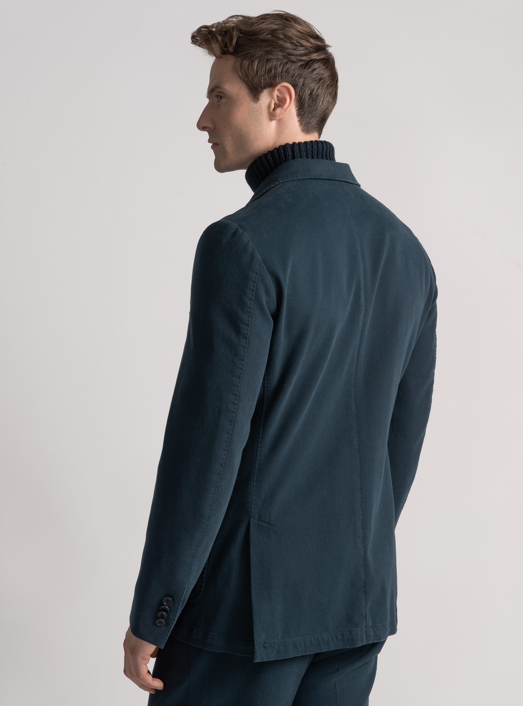 Americana de algodón y cachemira, AZUL MARINO