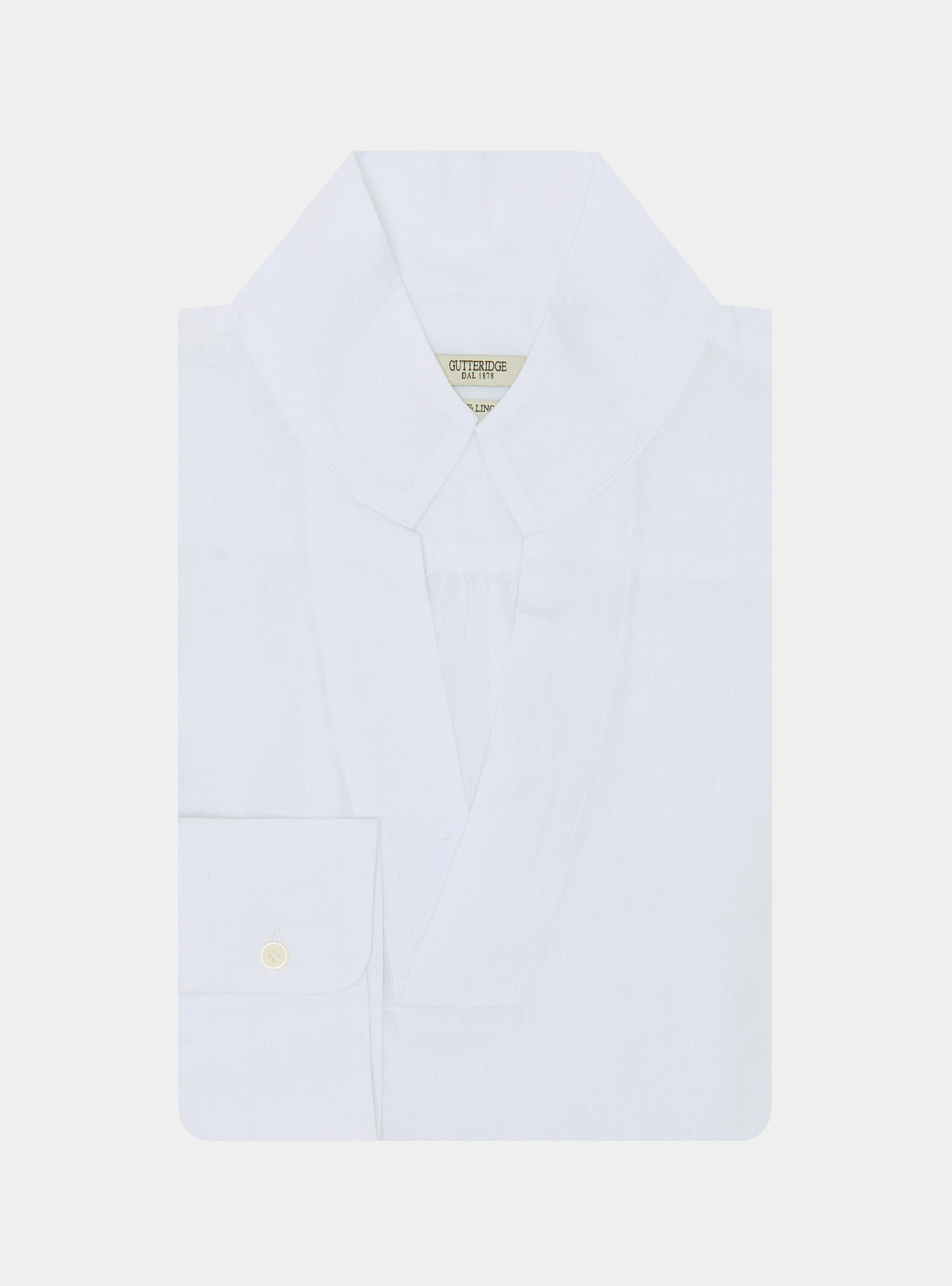 Pure linen shirt with wing collar, WHITE