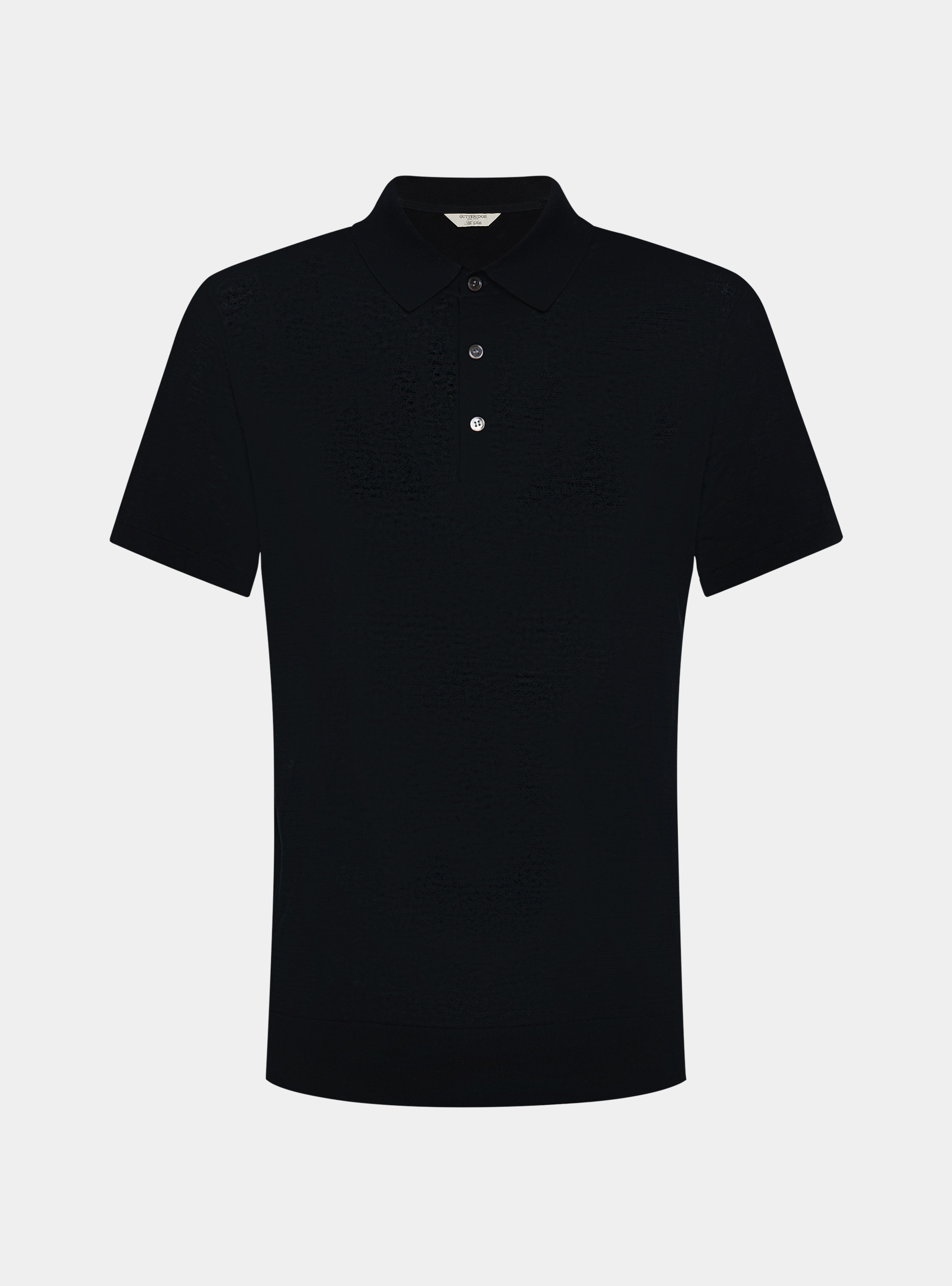 Maglia a polo in cotone e seta, NERO