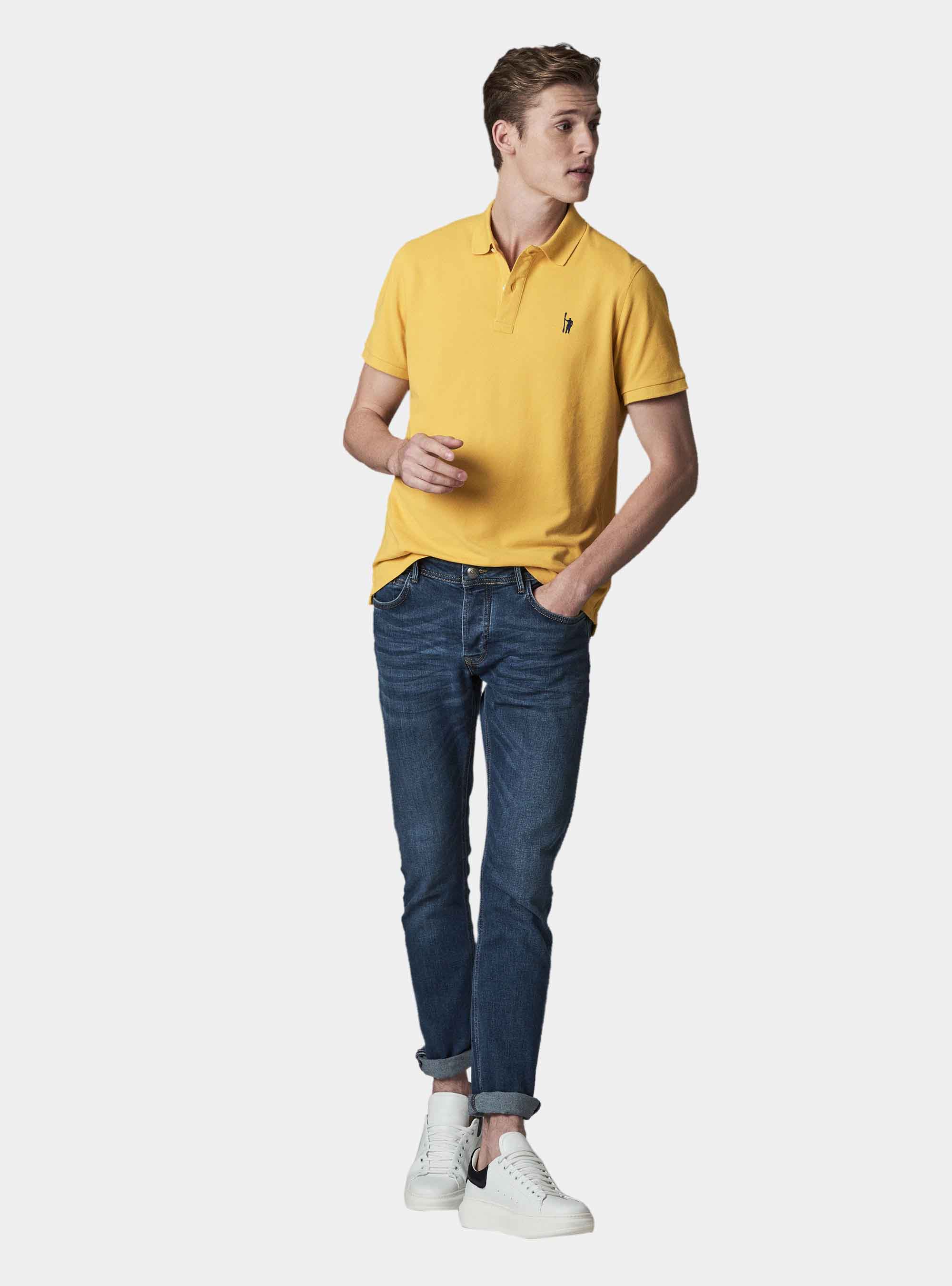 Polo basica in piquet, GIALLO