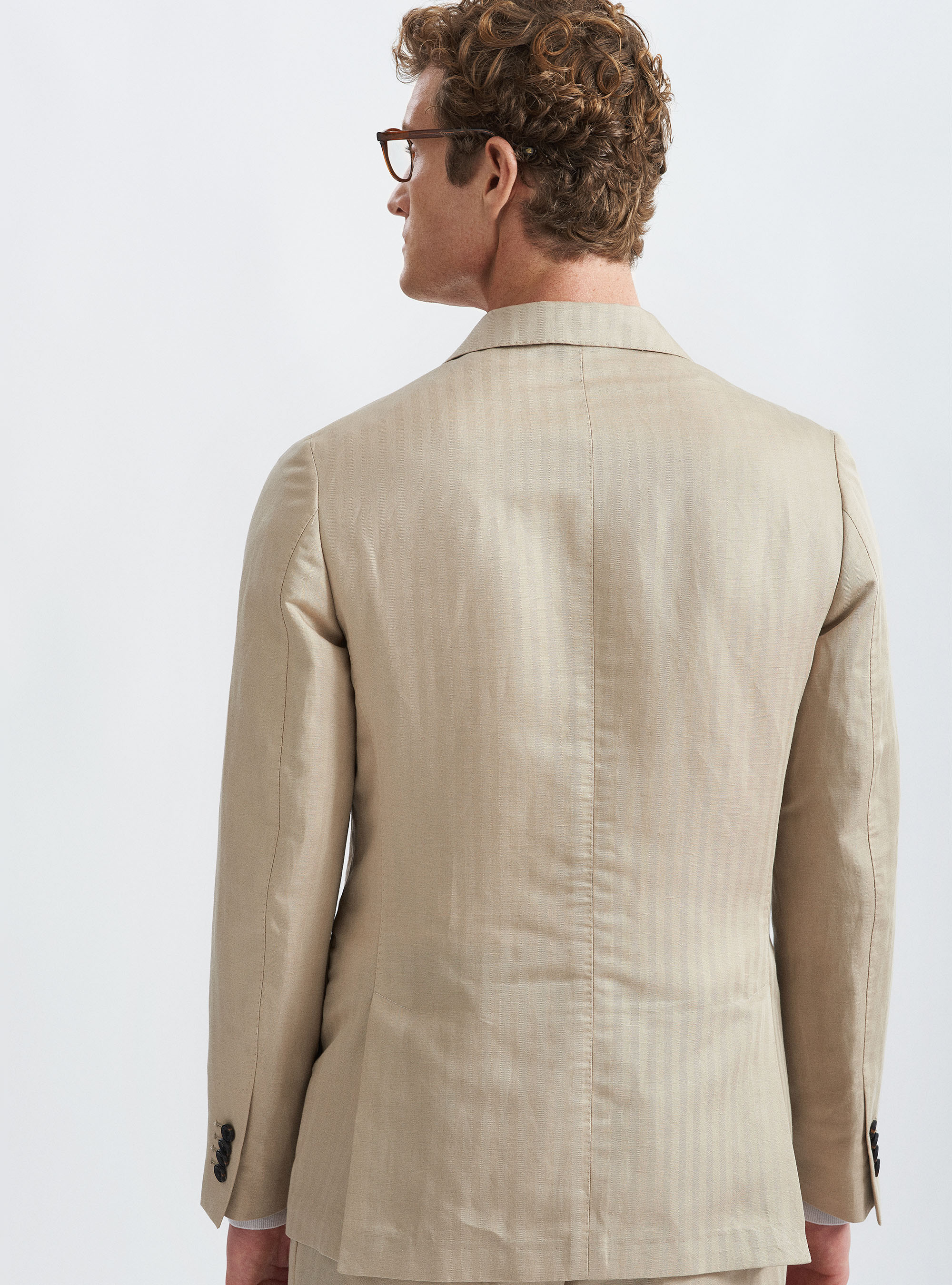 Giacca per abito in misto lino, SABBIA