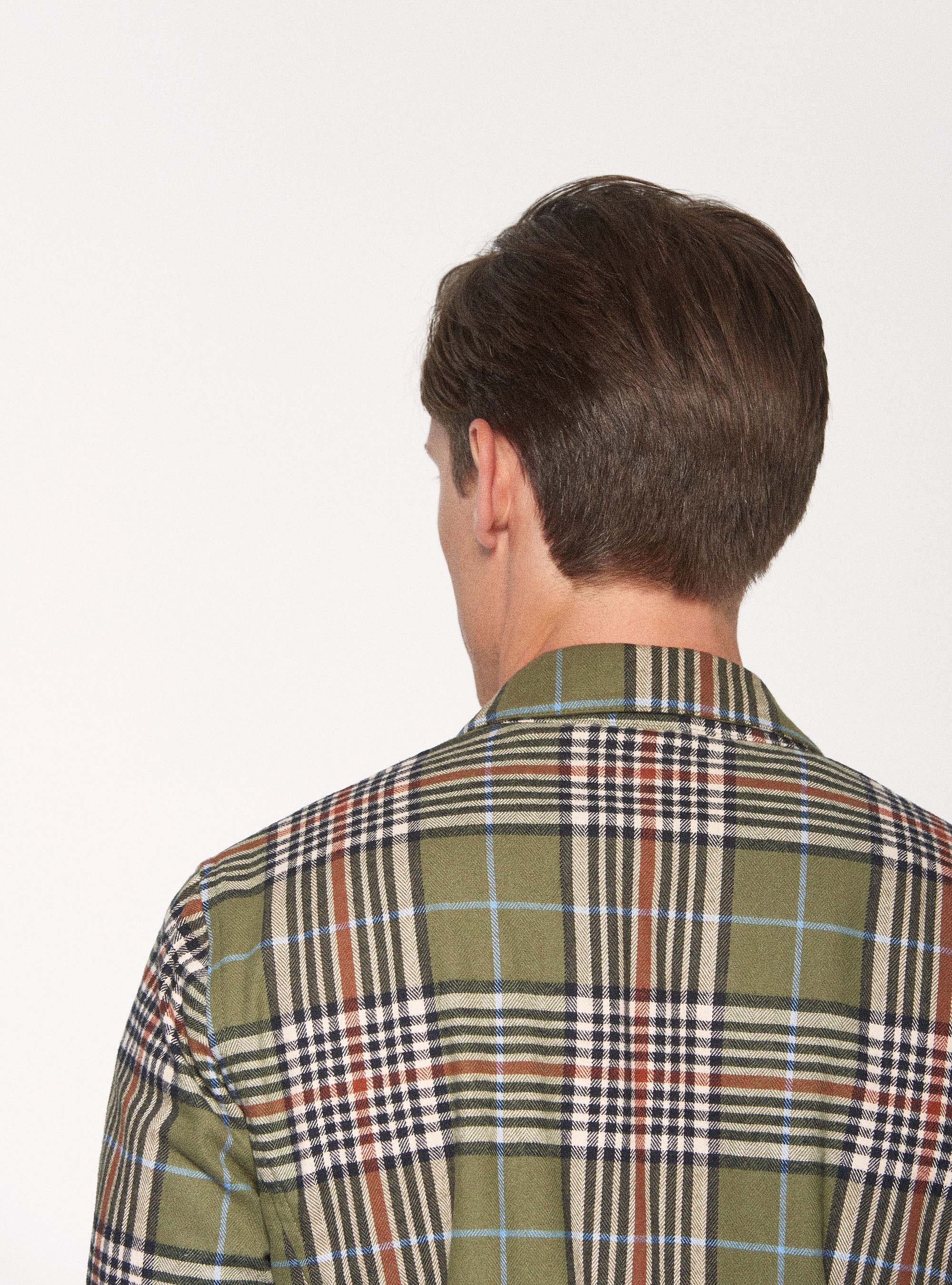 Giacca camicia a quadri in puro cotone, VERDE