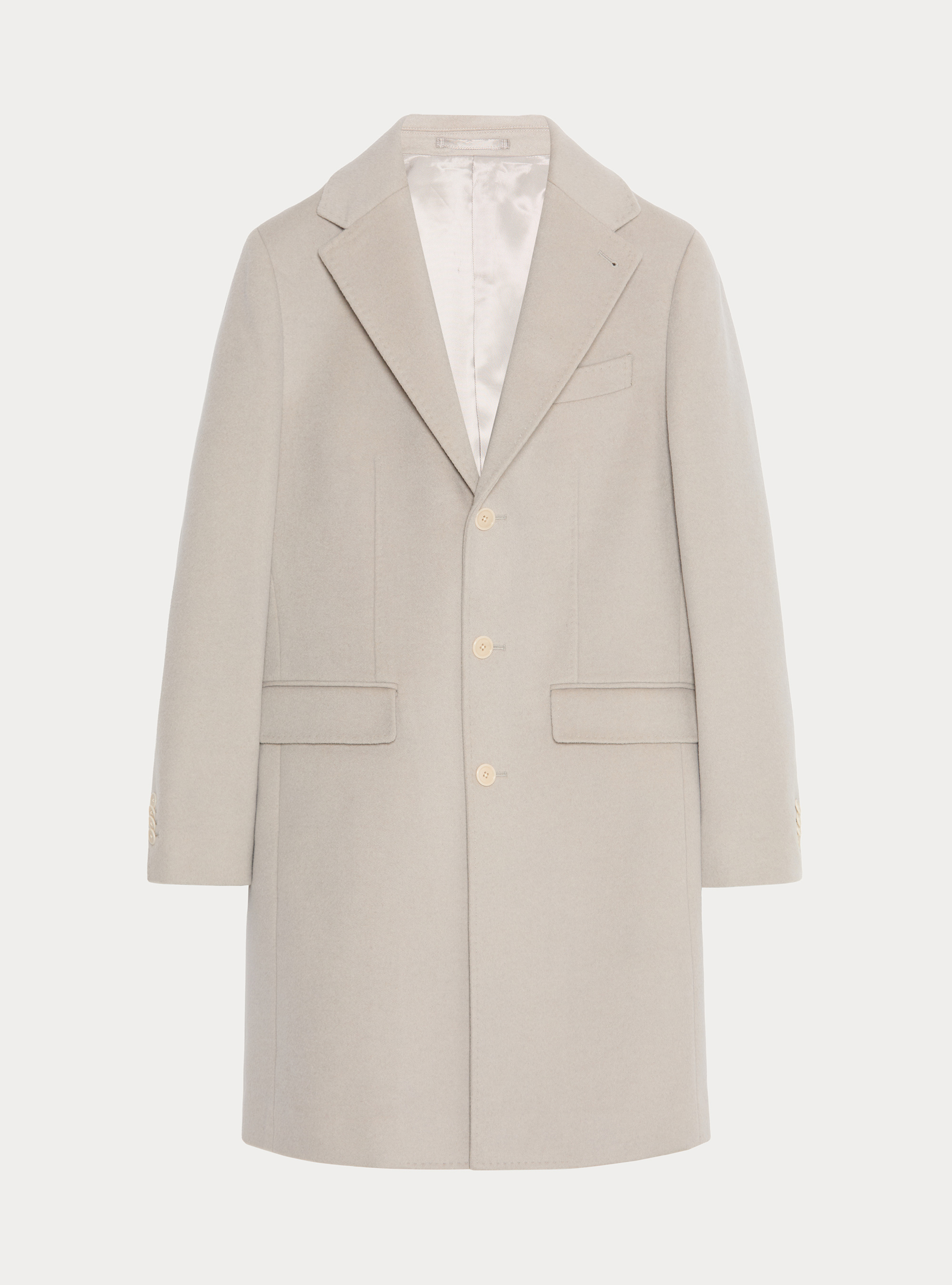 Single-breasted wool and cashmere coat, ECRU 0536C