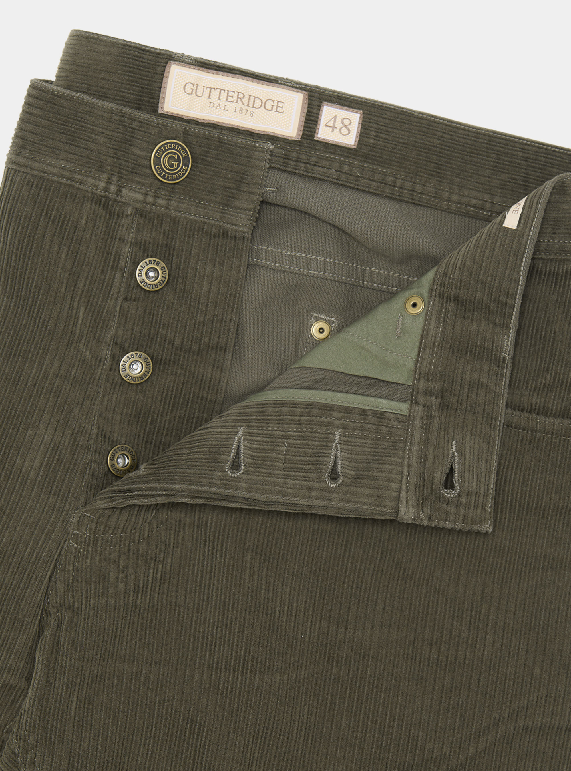 Pantaloni cinque tasche in velluto, VERDE