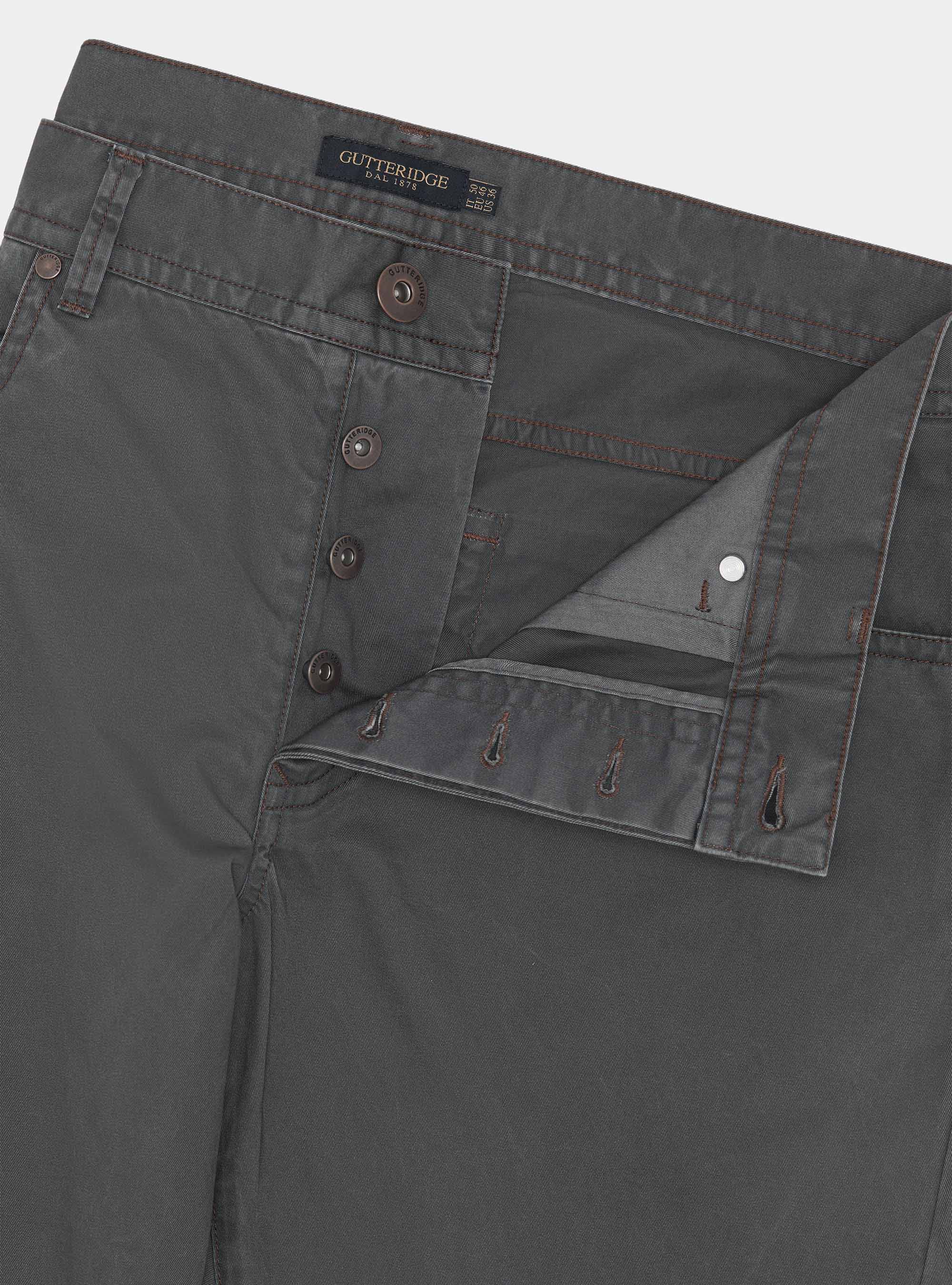 Pantaloni slim fit in cotone lavato, GRIGIO CHIARO