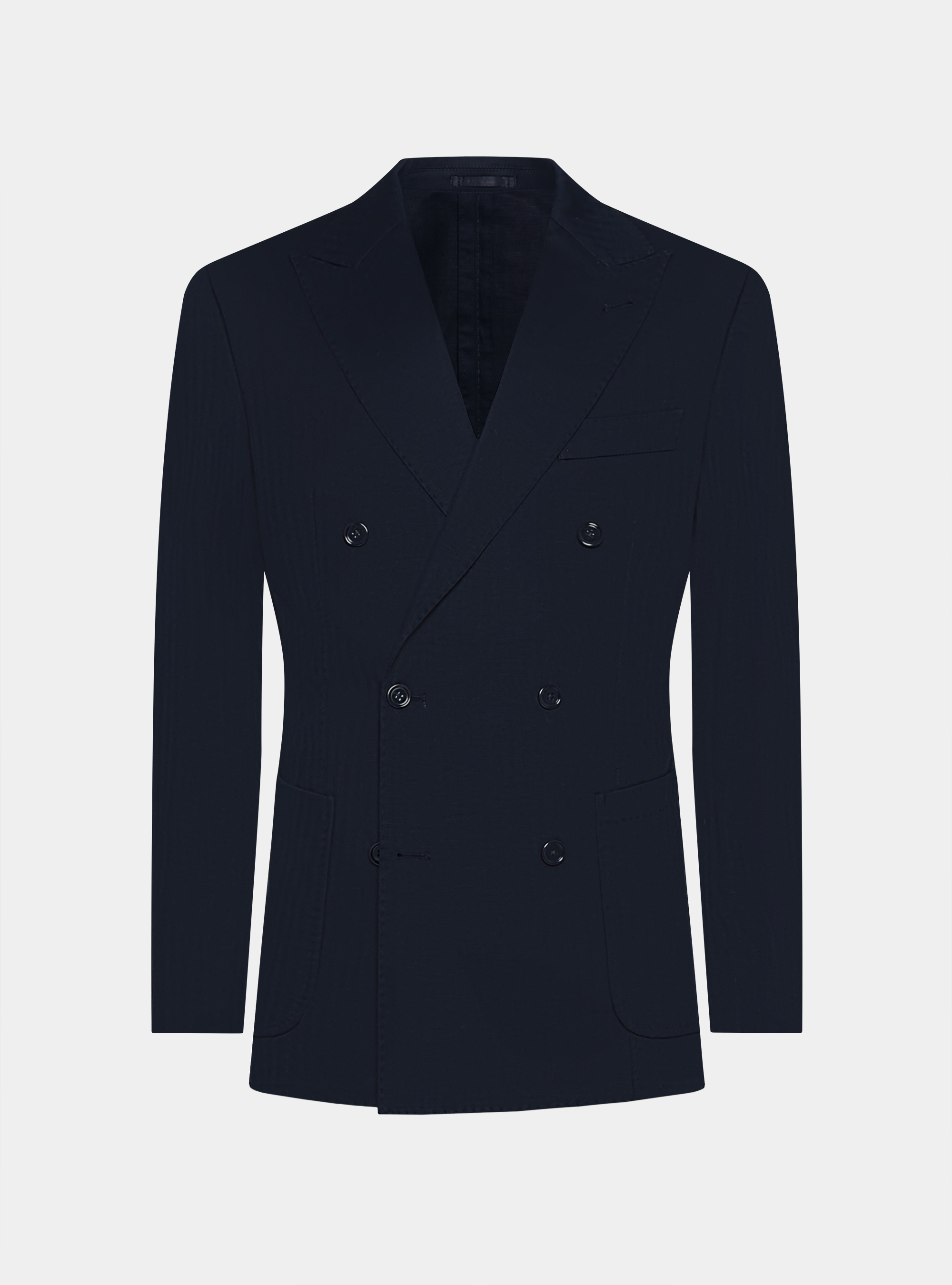 Giacca abito doppiopetto in cotone e lino, BLU NAVY