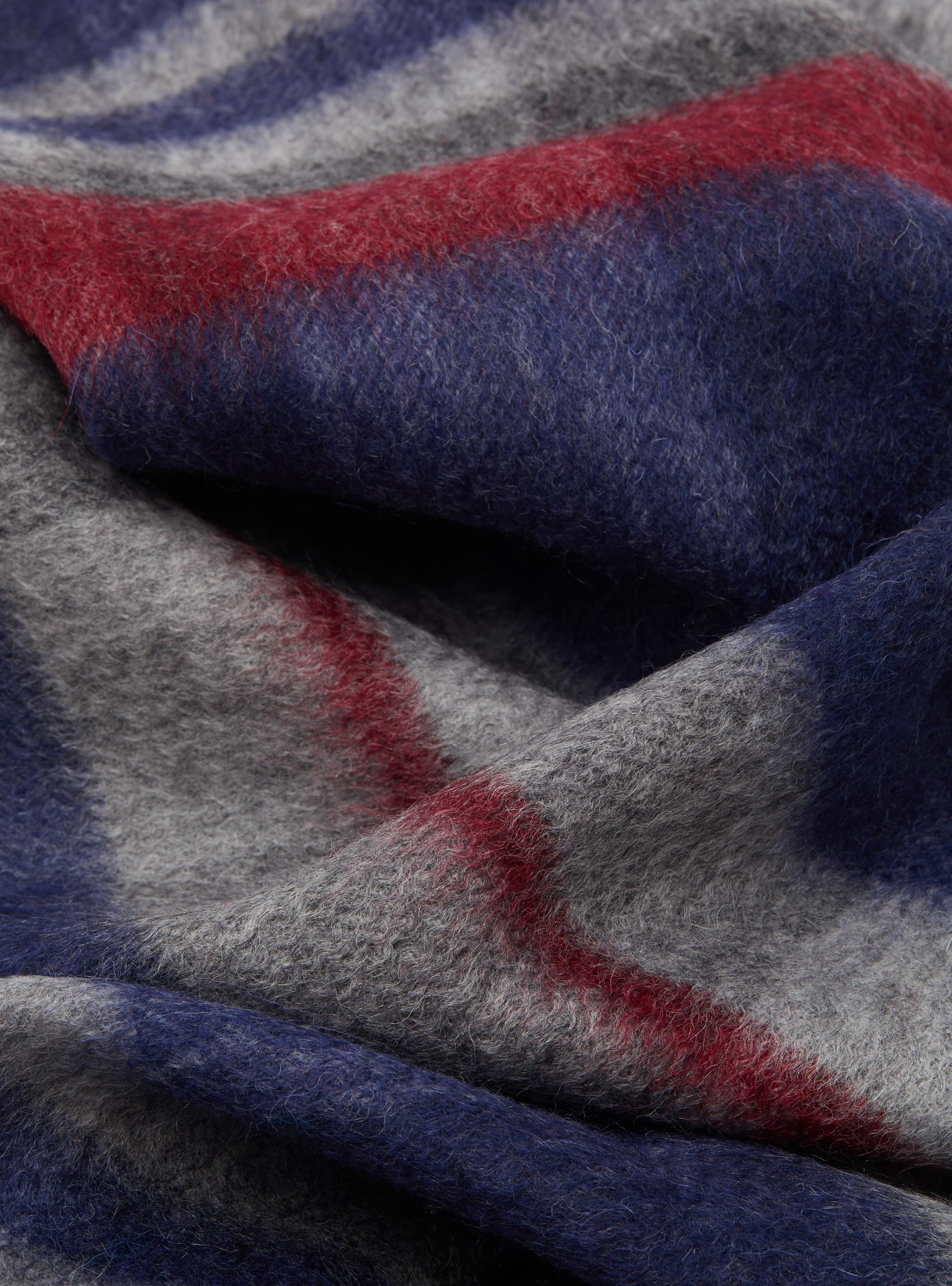 Echarpe à carreaux en laine et cachemire, BLEU MARINE