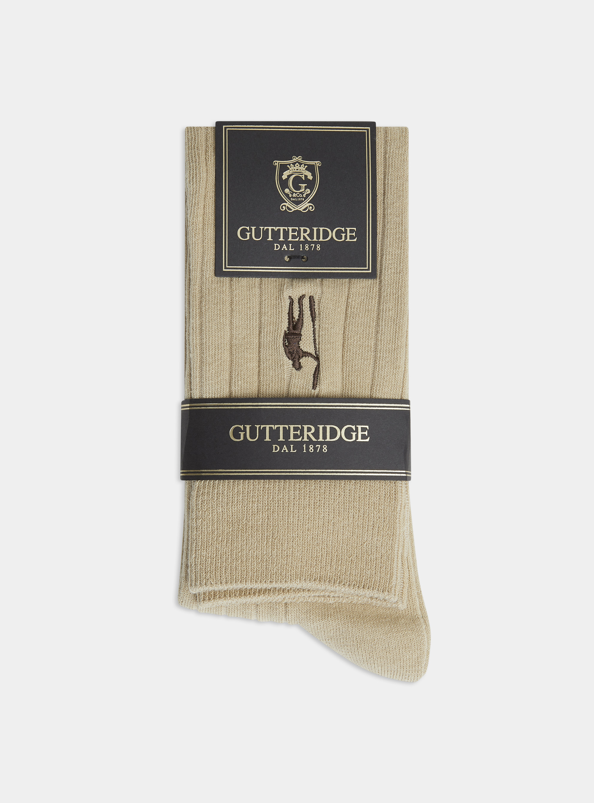 Ribbed cotton-blend socks, ECRU
