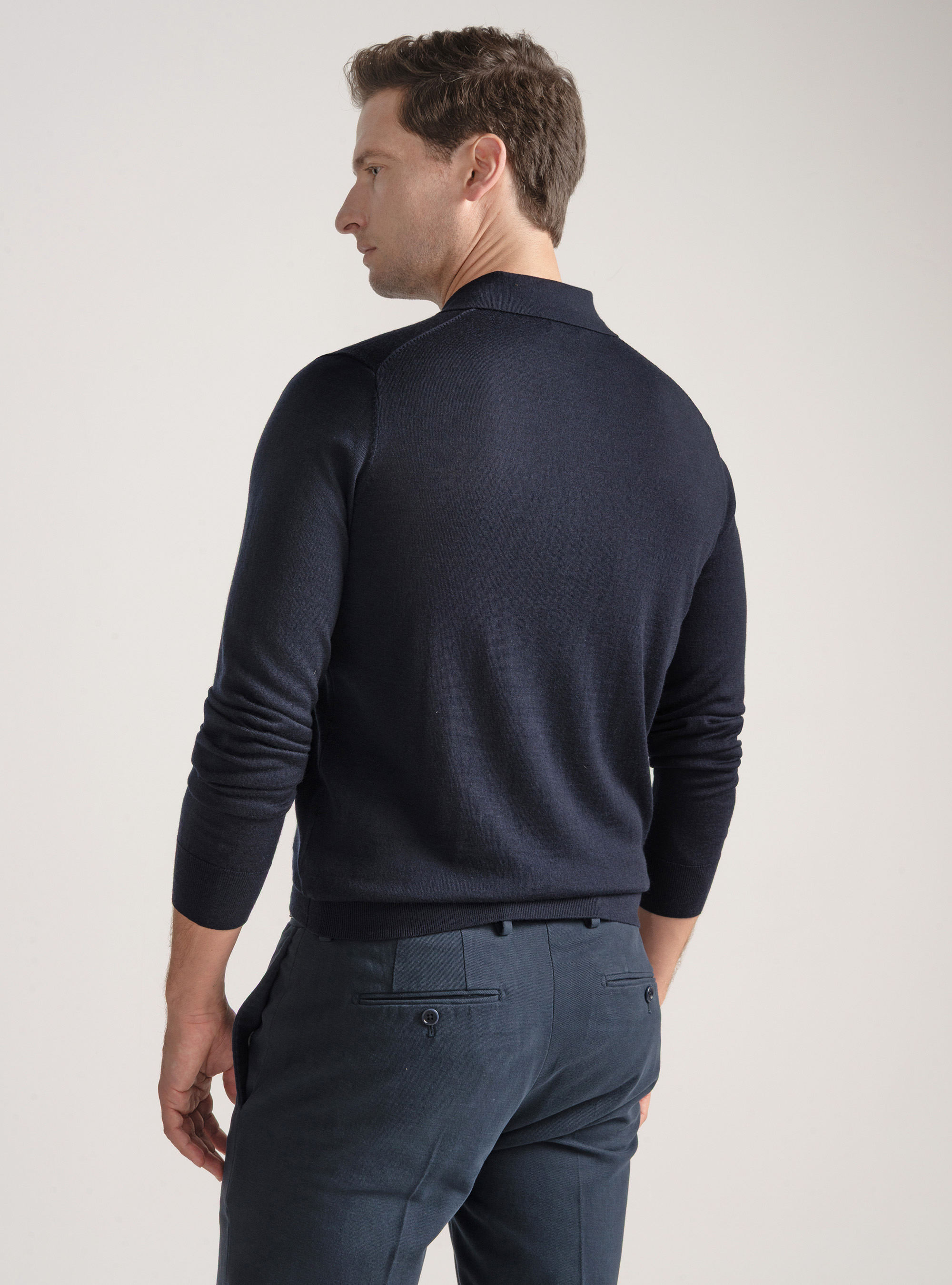 Polo de lana merina extrafina, AZUL MARINO