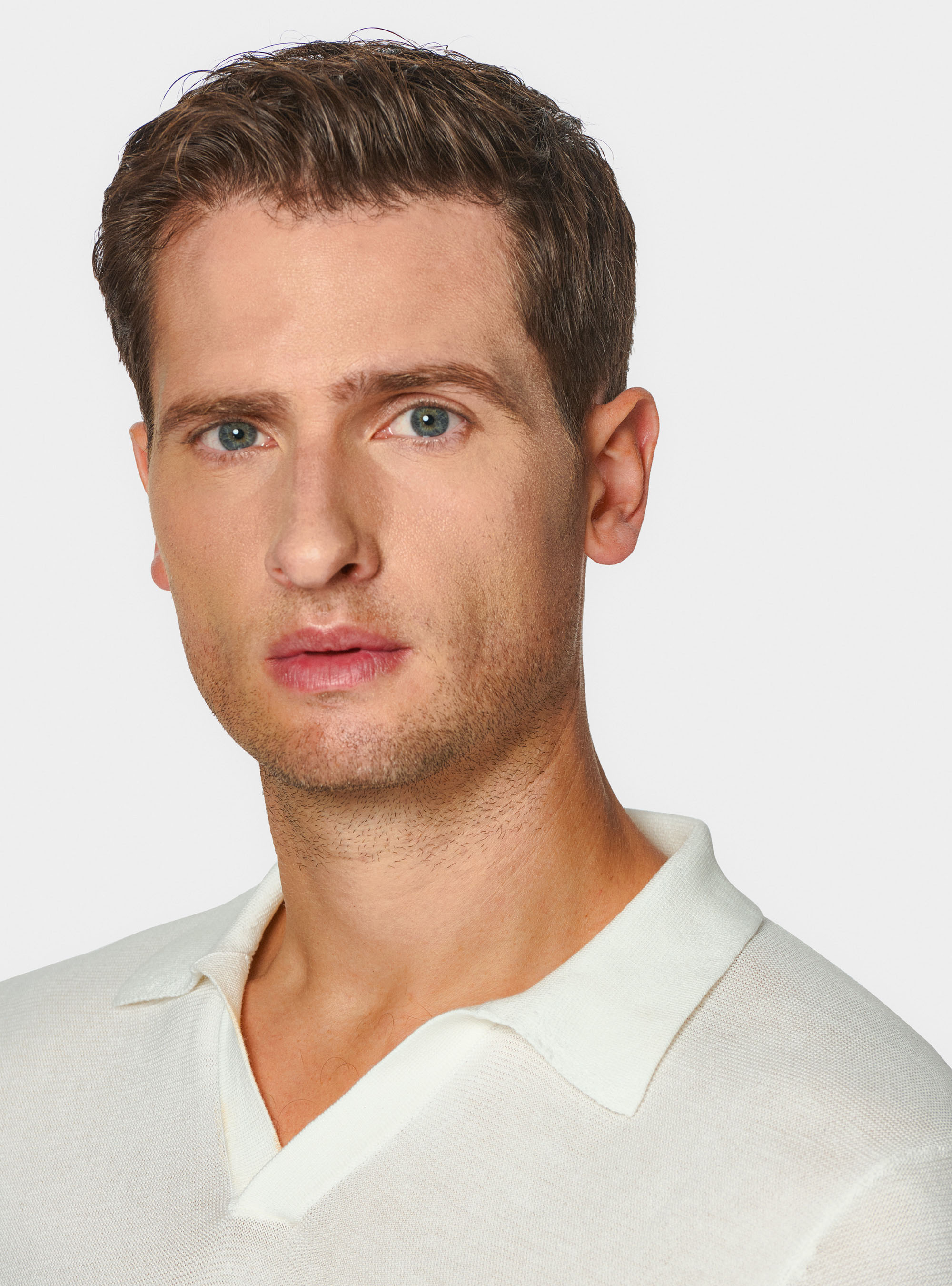 Polo in maglia links in cotone extrafine, BIANCO