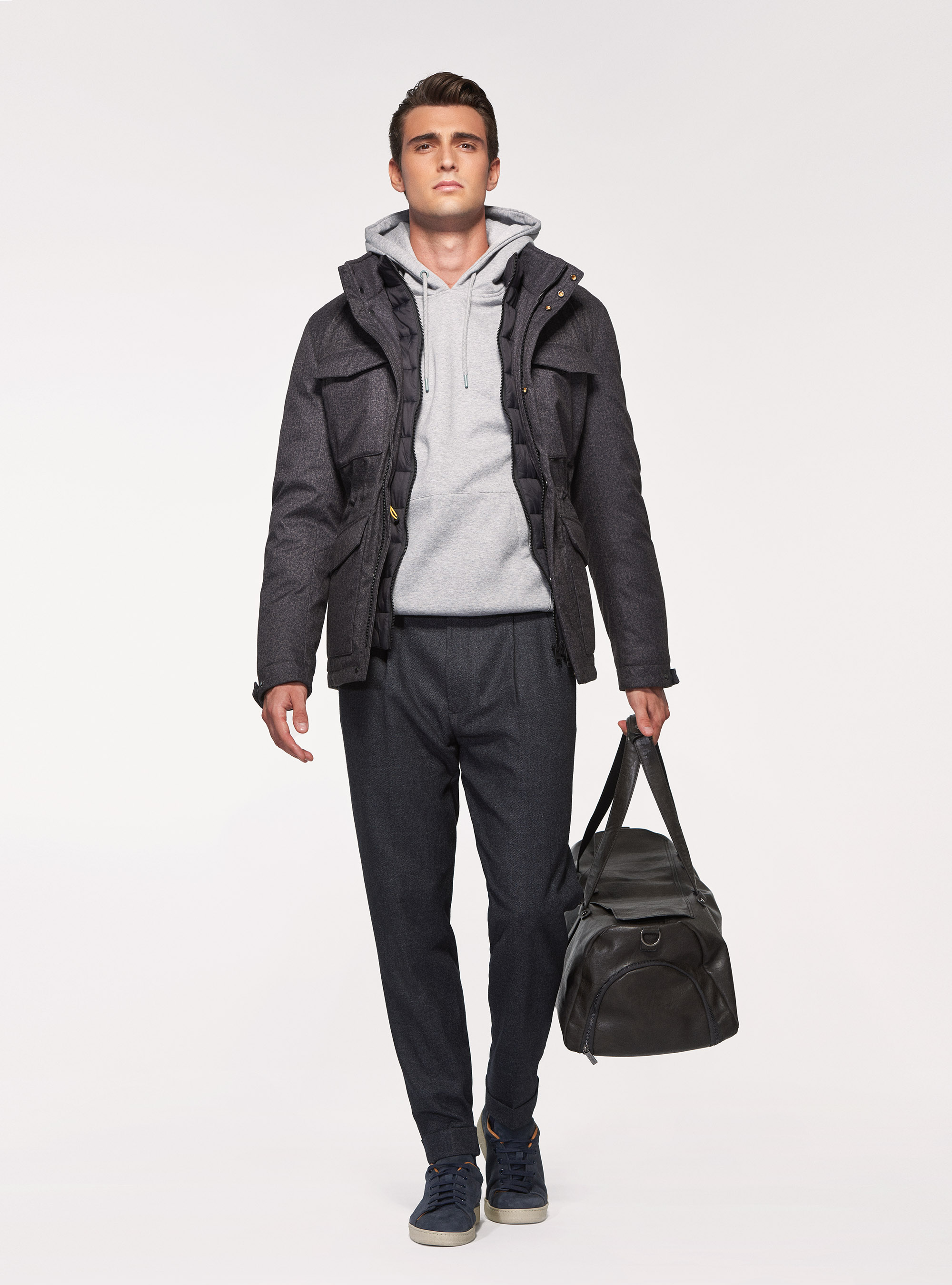 Felpa in misto cotone con cappuccio, GRIGIO CHIARO MELANGE