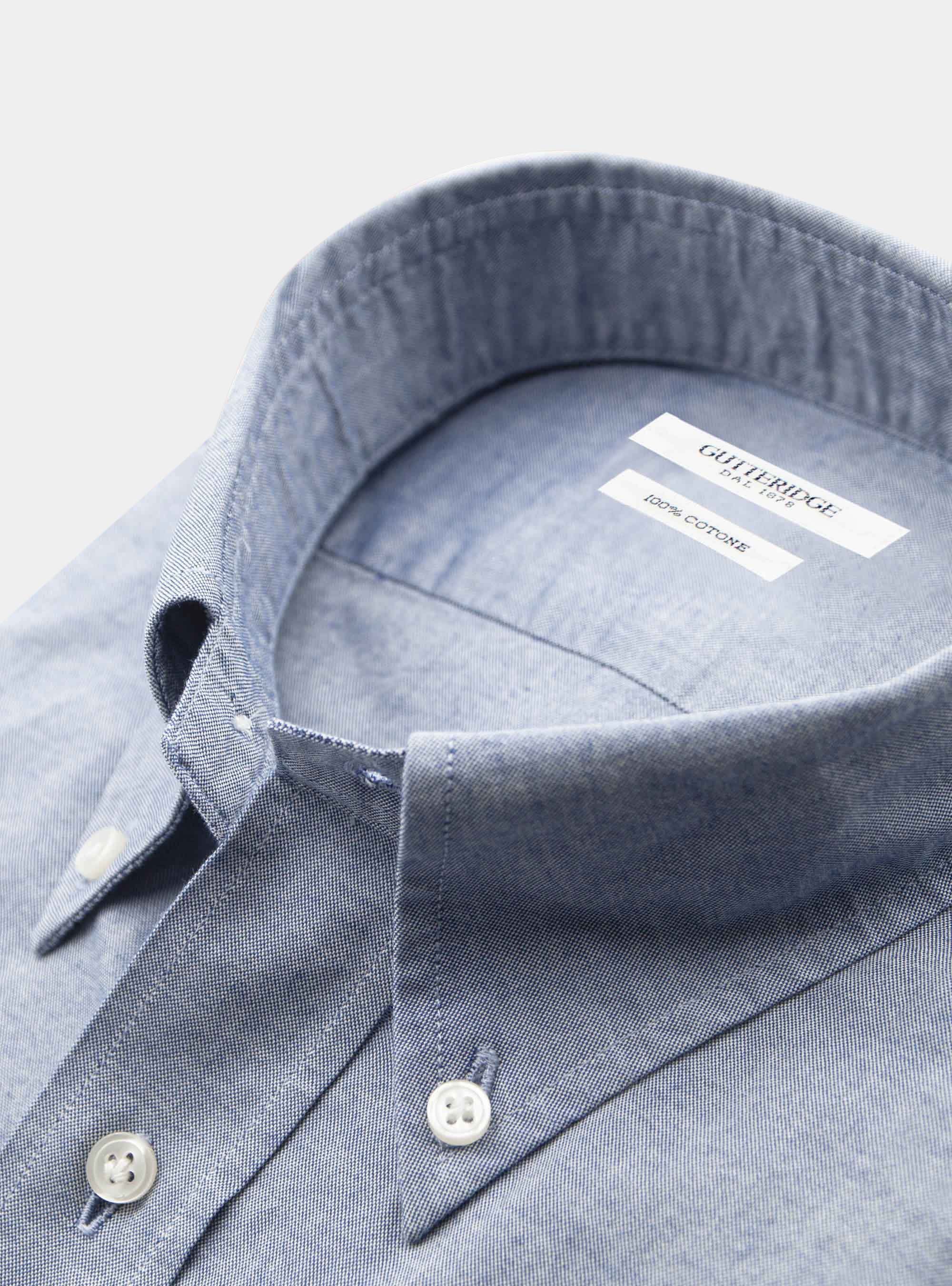 Washed Oxford button down collar shirt, BLUE