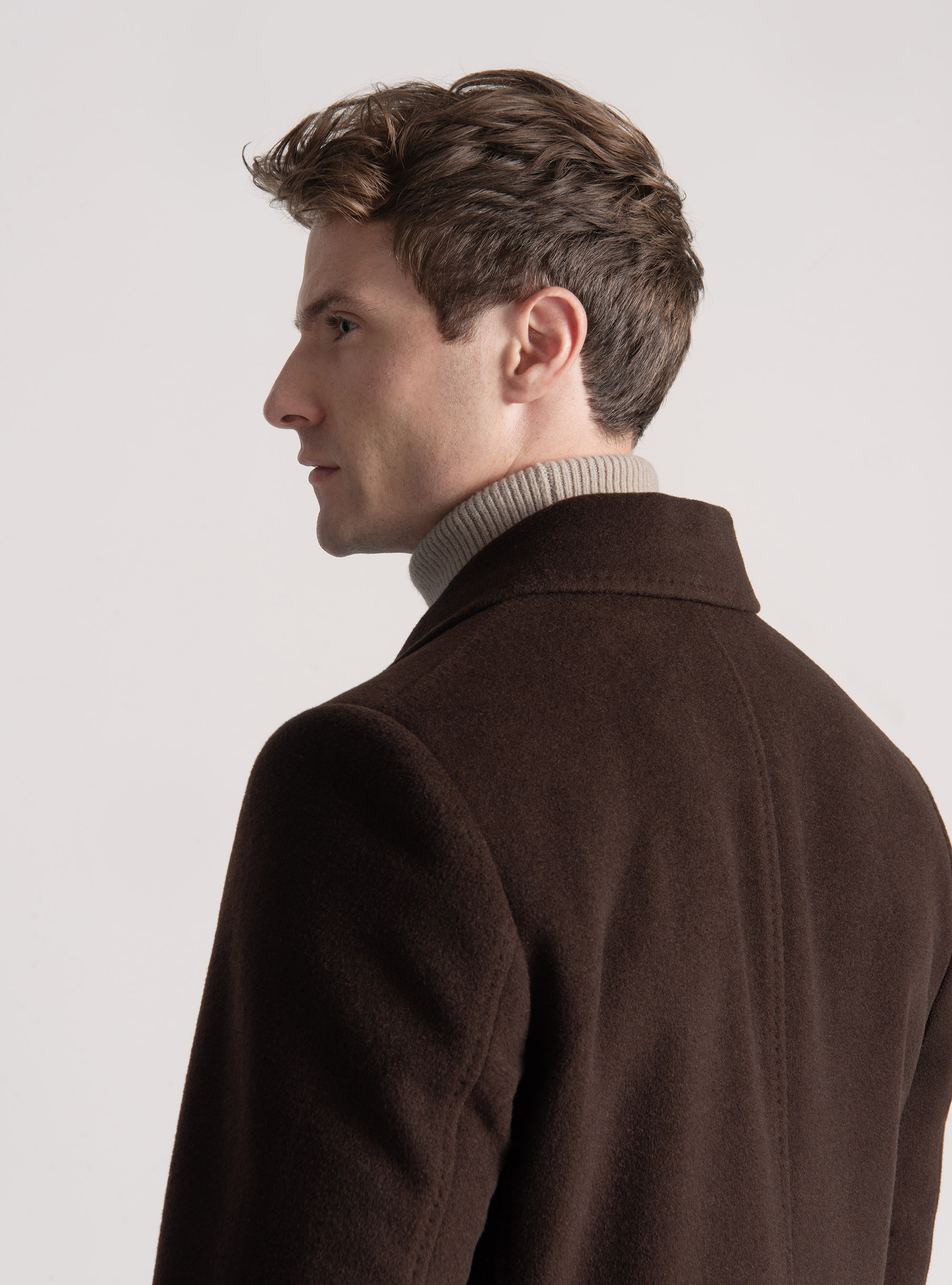 Abrigo de lana y cachemira, MARRON