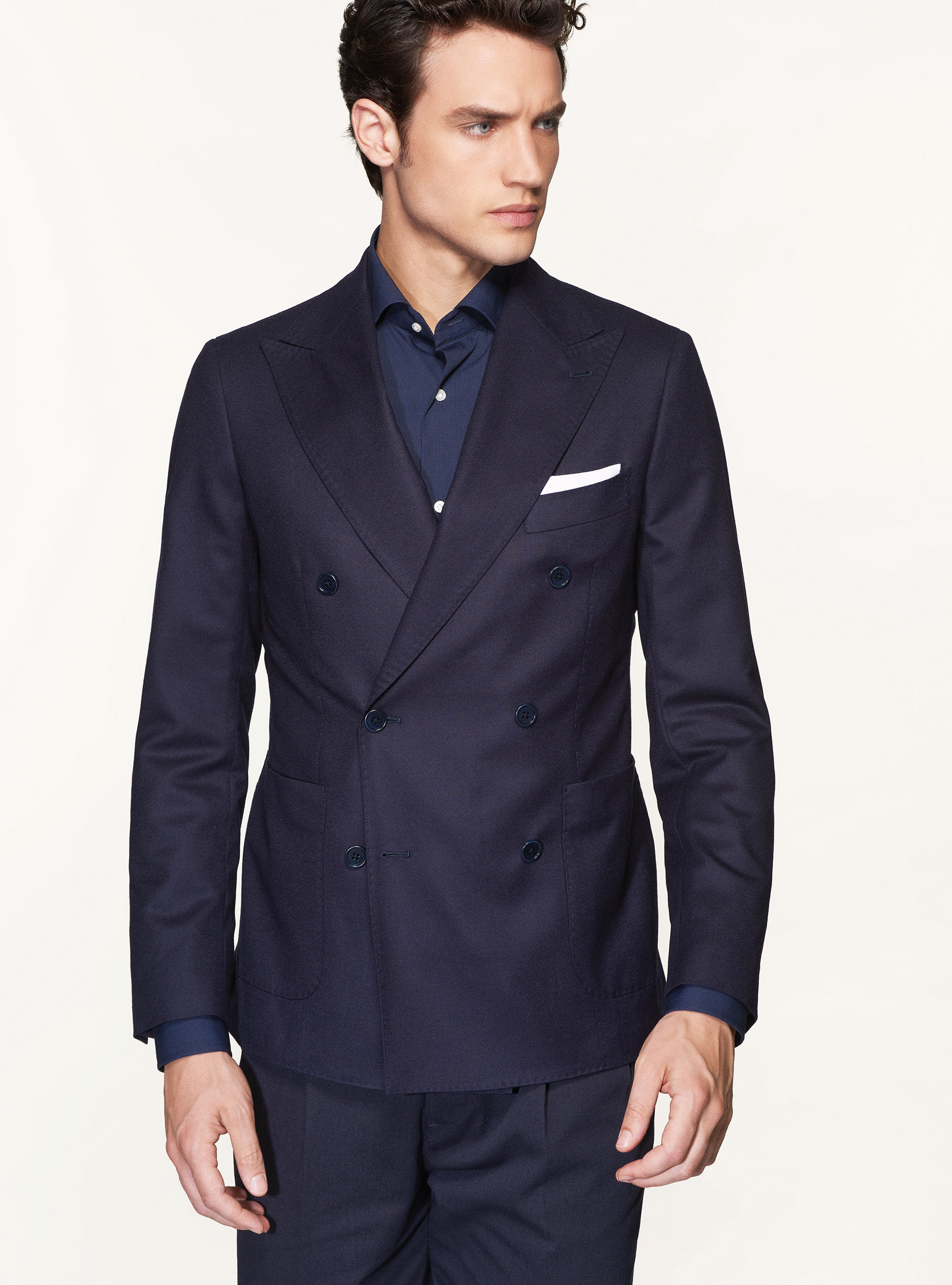 Giacca doppiopetto in flanella di lana