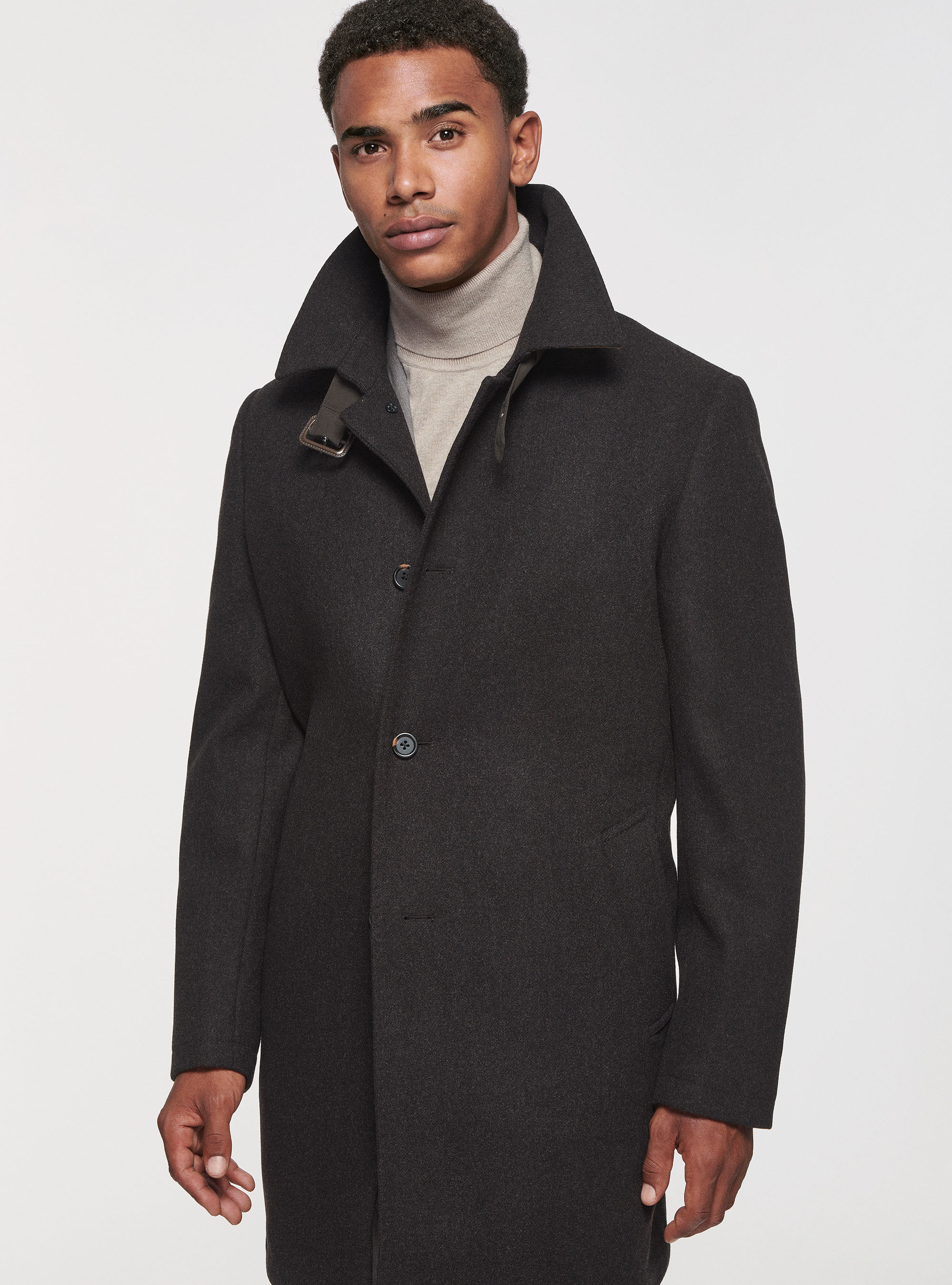 Brown coat in pure wool, BROWN