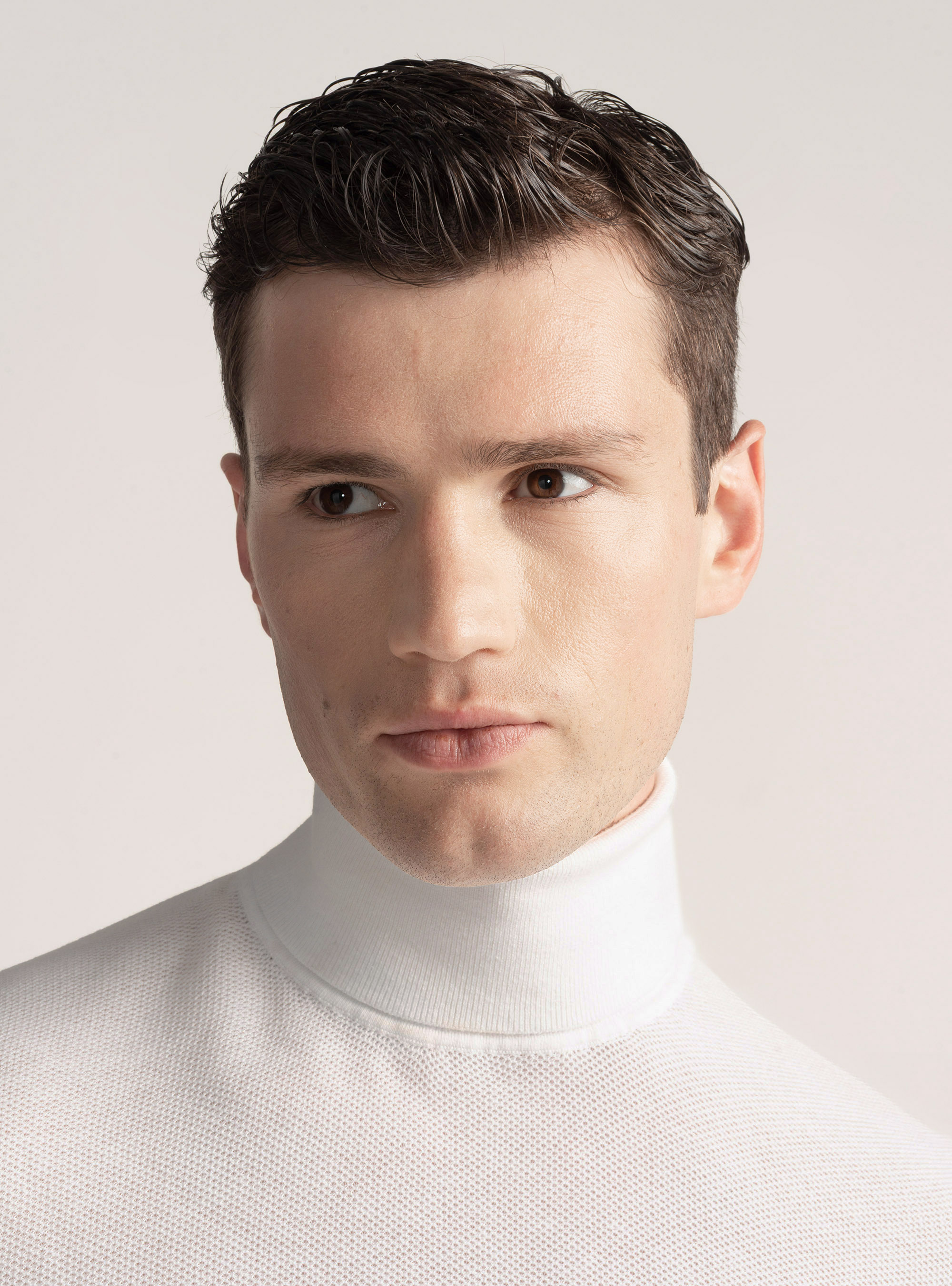 Dolcevita nido d'ape in cotone cashmere, BIANCO